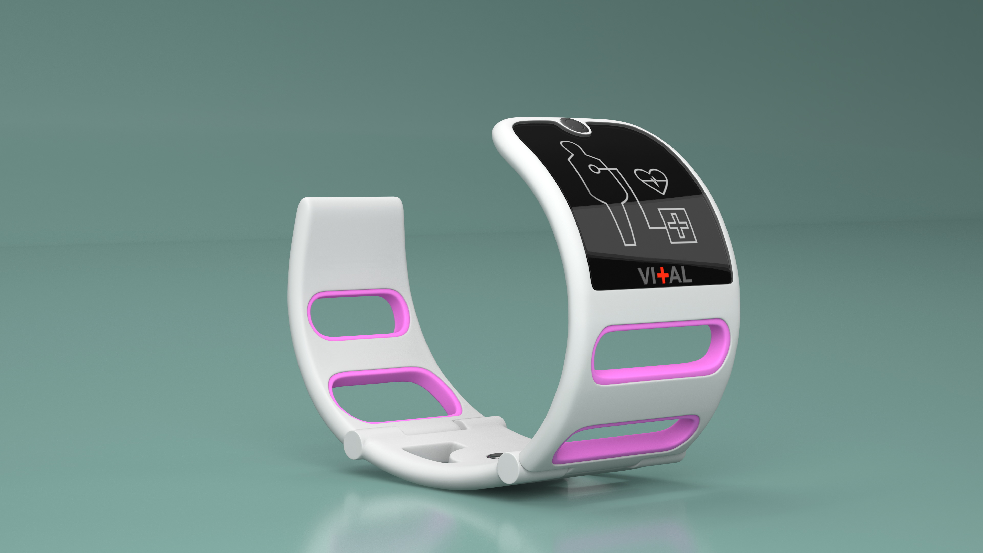 3D Smart Health Monitoring Bracelet Vital Pink model