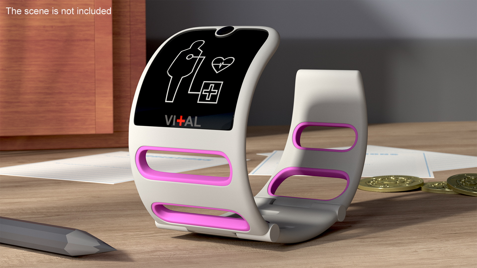 3D Smart Health Monitoring Bracelet Vital Pink model