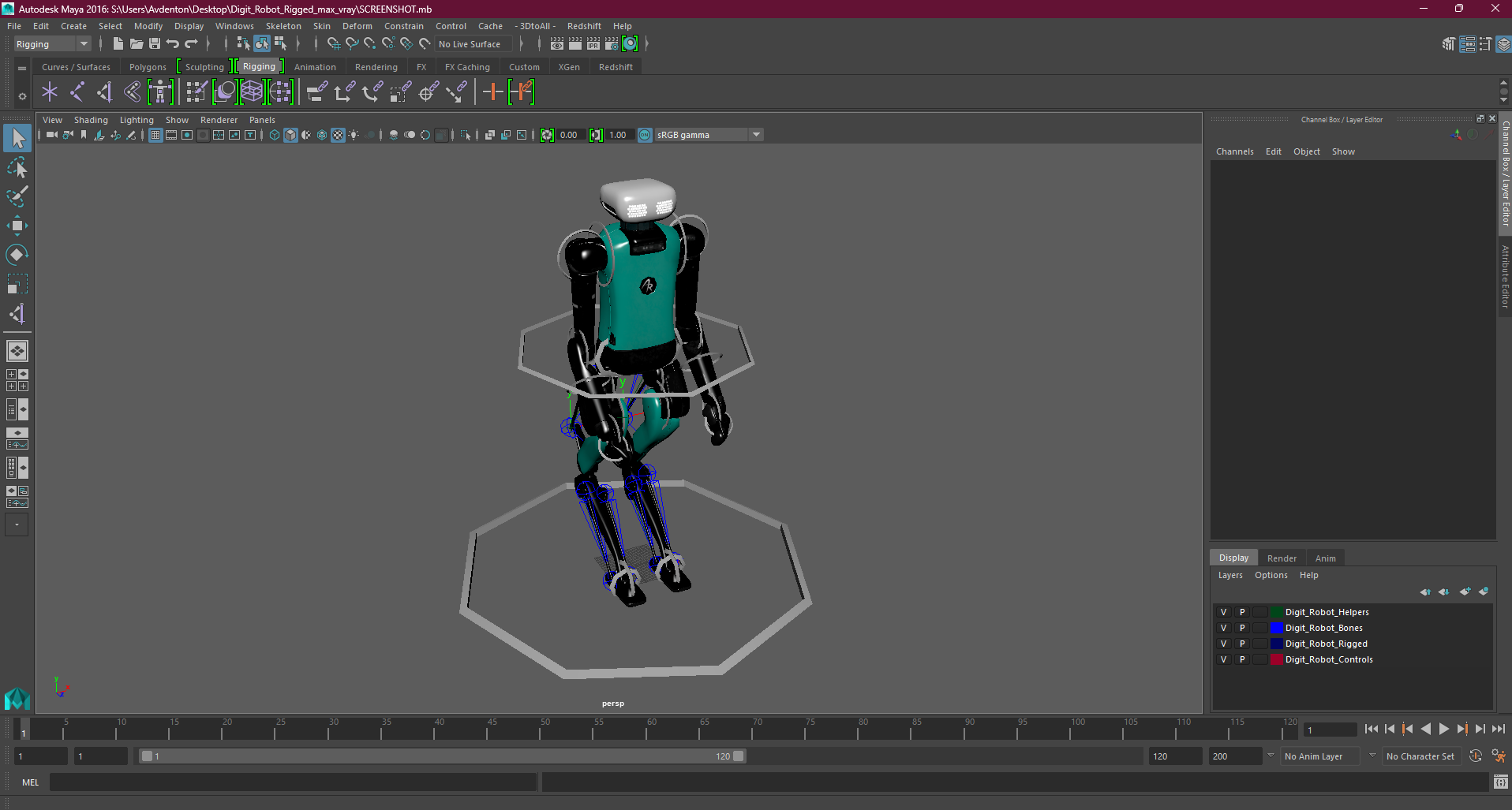 Digit Robot Rigged for Maya 3D
