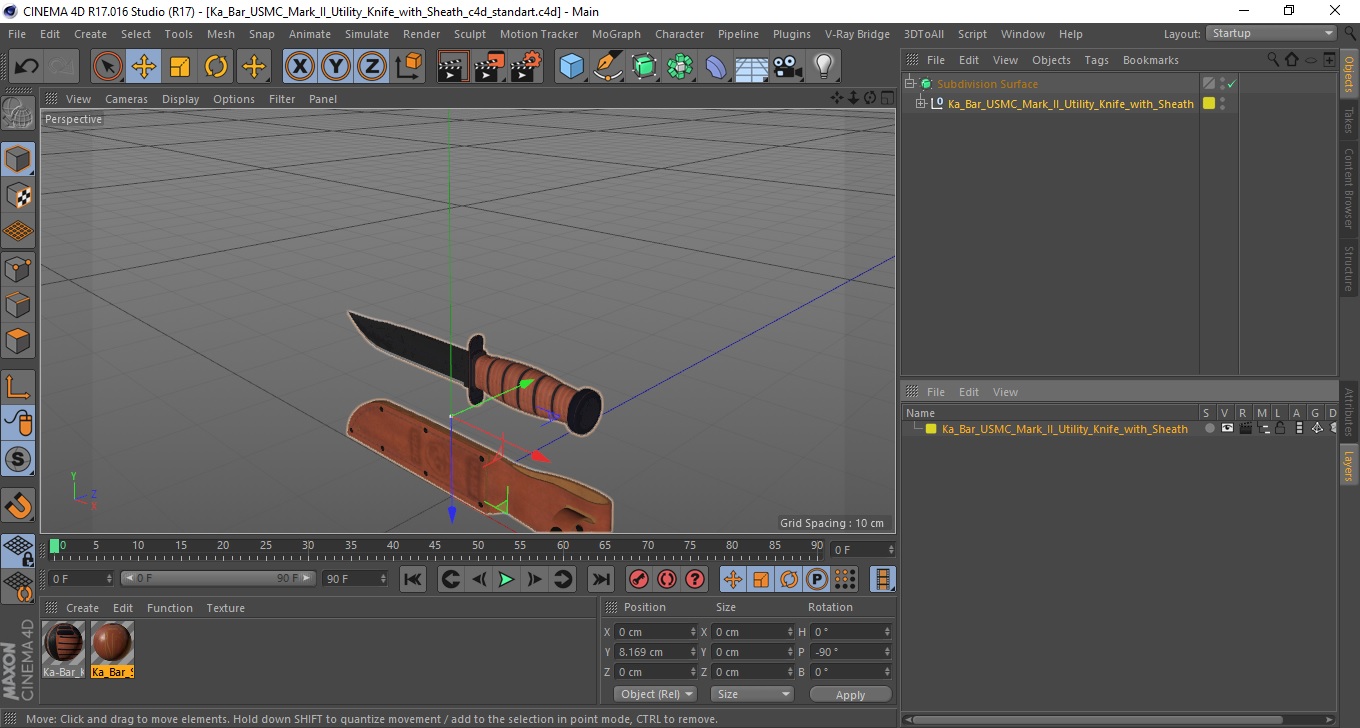 3D model Ka Bar USMC Mark II Utility Knife with Sheath
