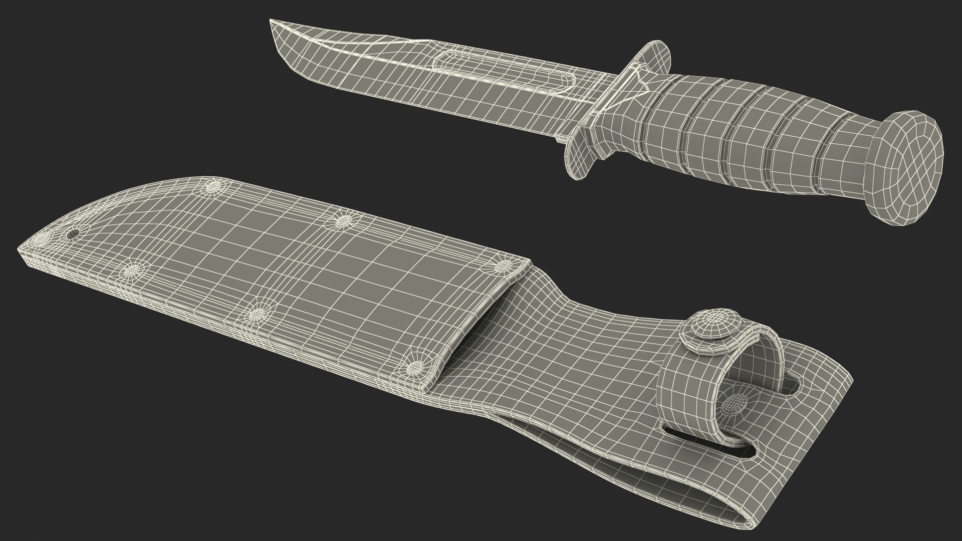 3D model Ka Bar USMC Mark II Utility Knife with Sheath