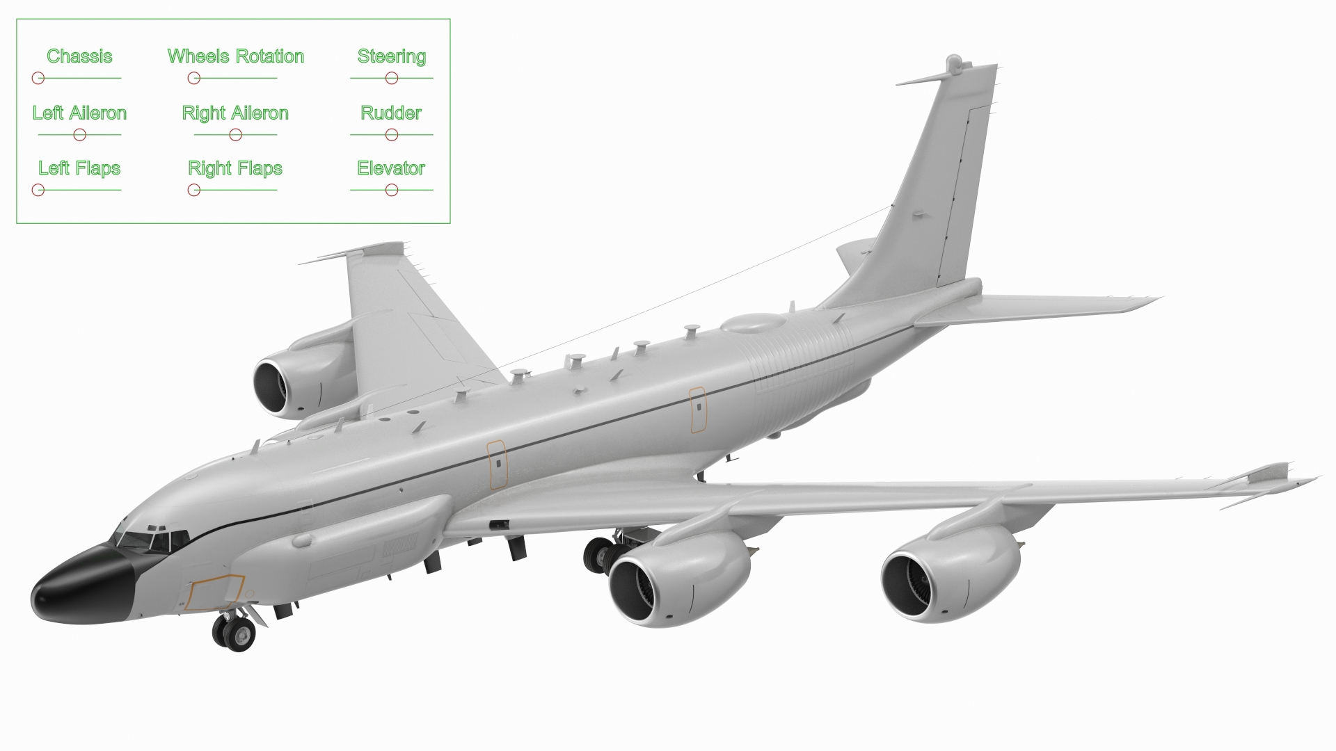 3D model Boeing RC-135 Large Reconnaissance Aircraft Rigged