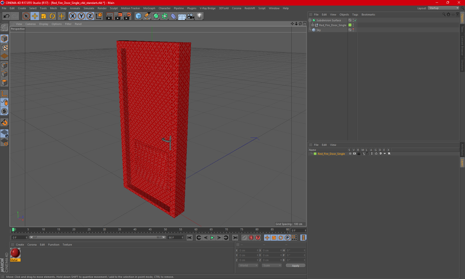 3D model Red Fire Door Single
