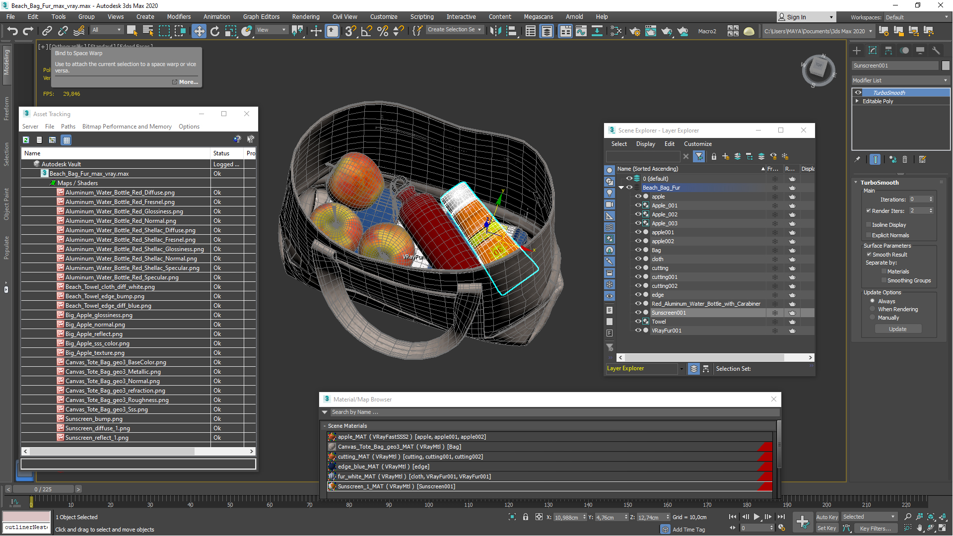 3D Beach Bag Fur model
