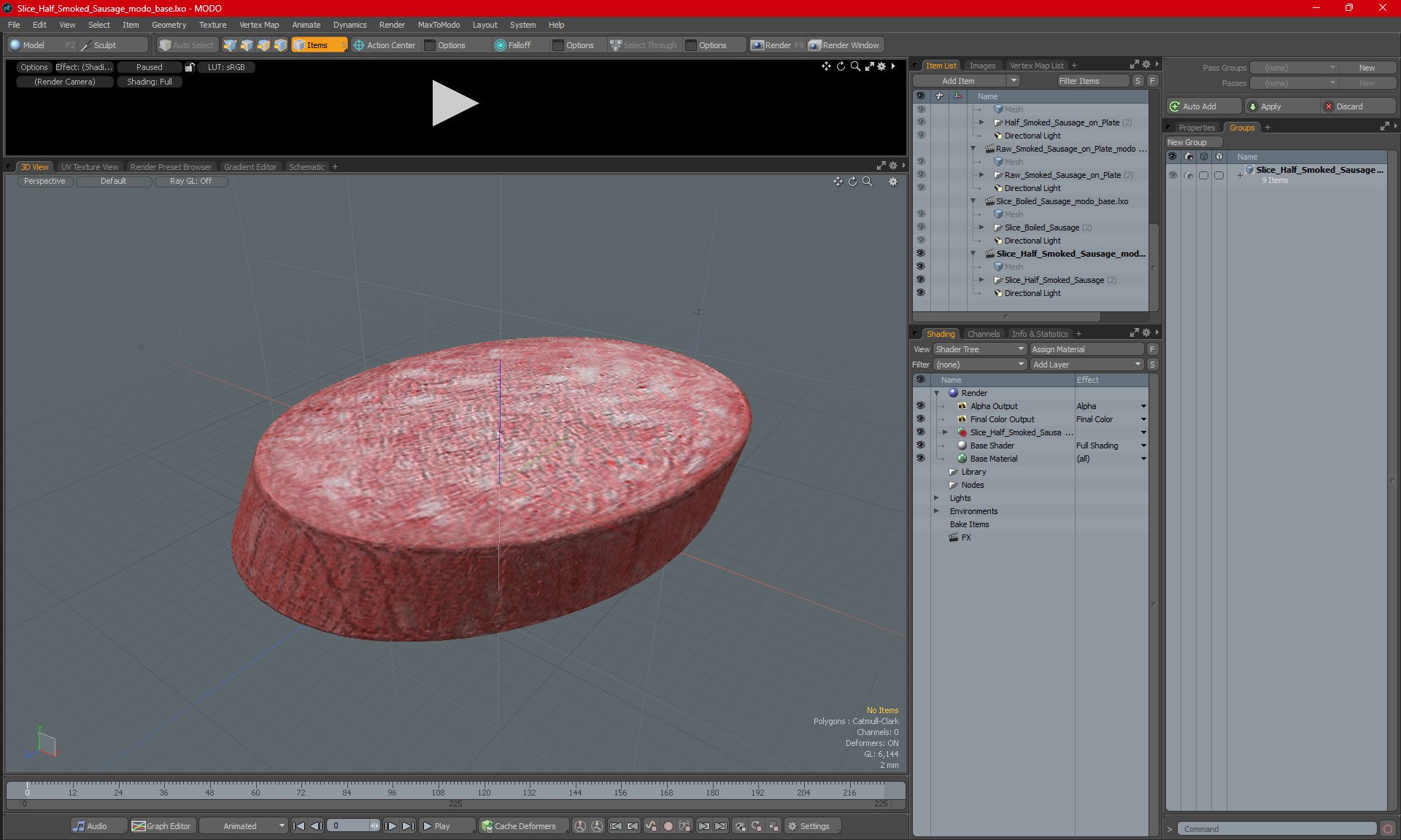 3D model Slice Half Smoked Sausage