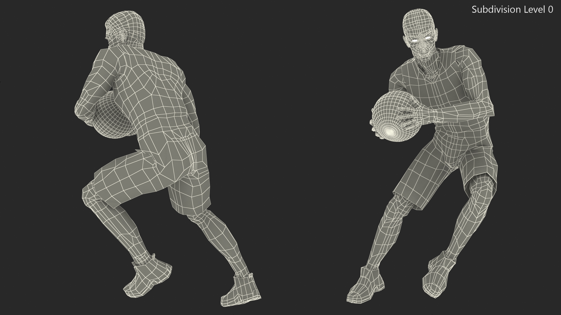 Dark Skin Teenager Basketball Player Playing Pose 3D model
