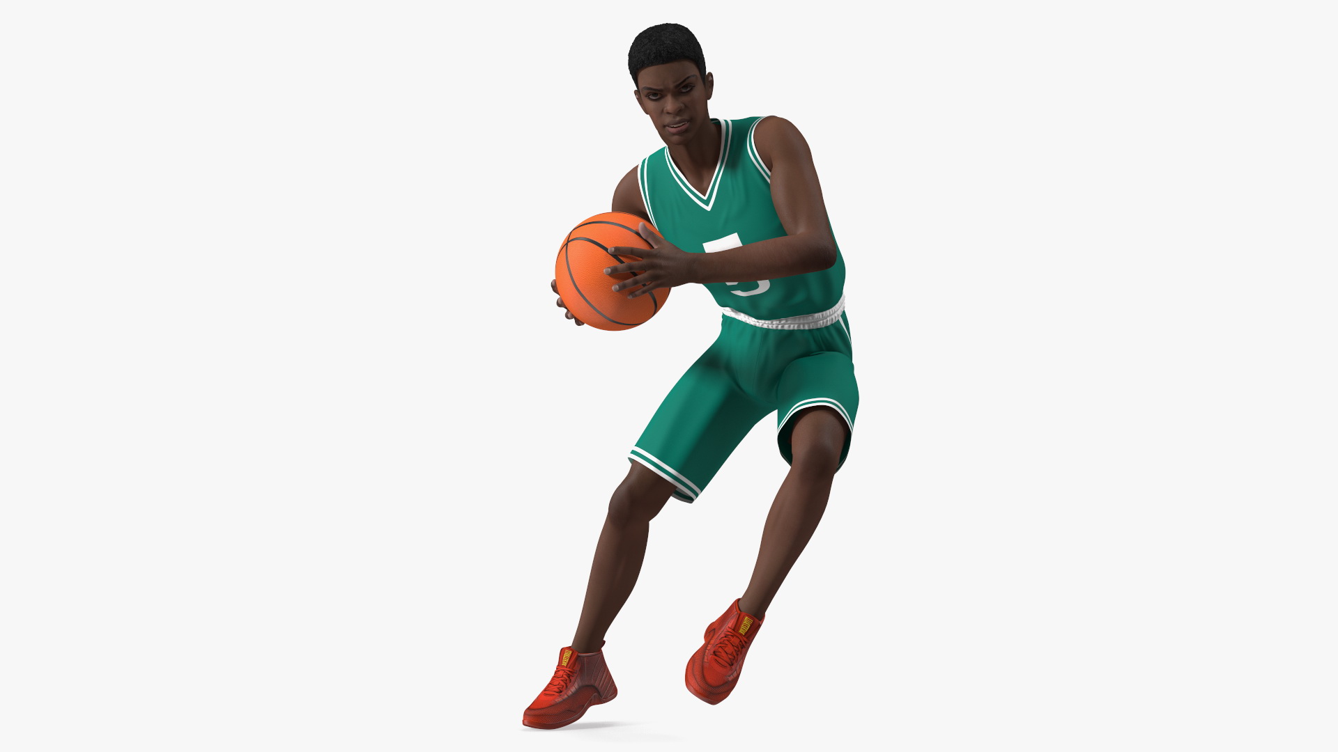 Dark Skin Teenager Basketball Player Playing Pose 3D model