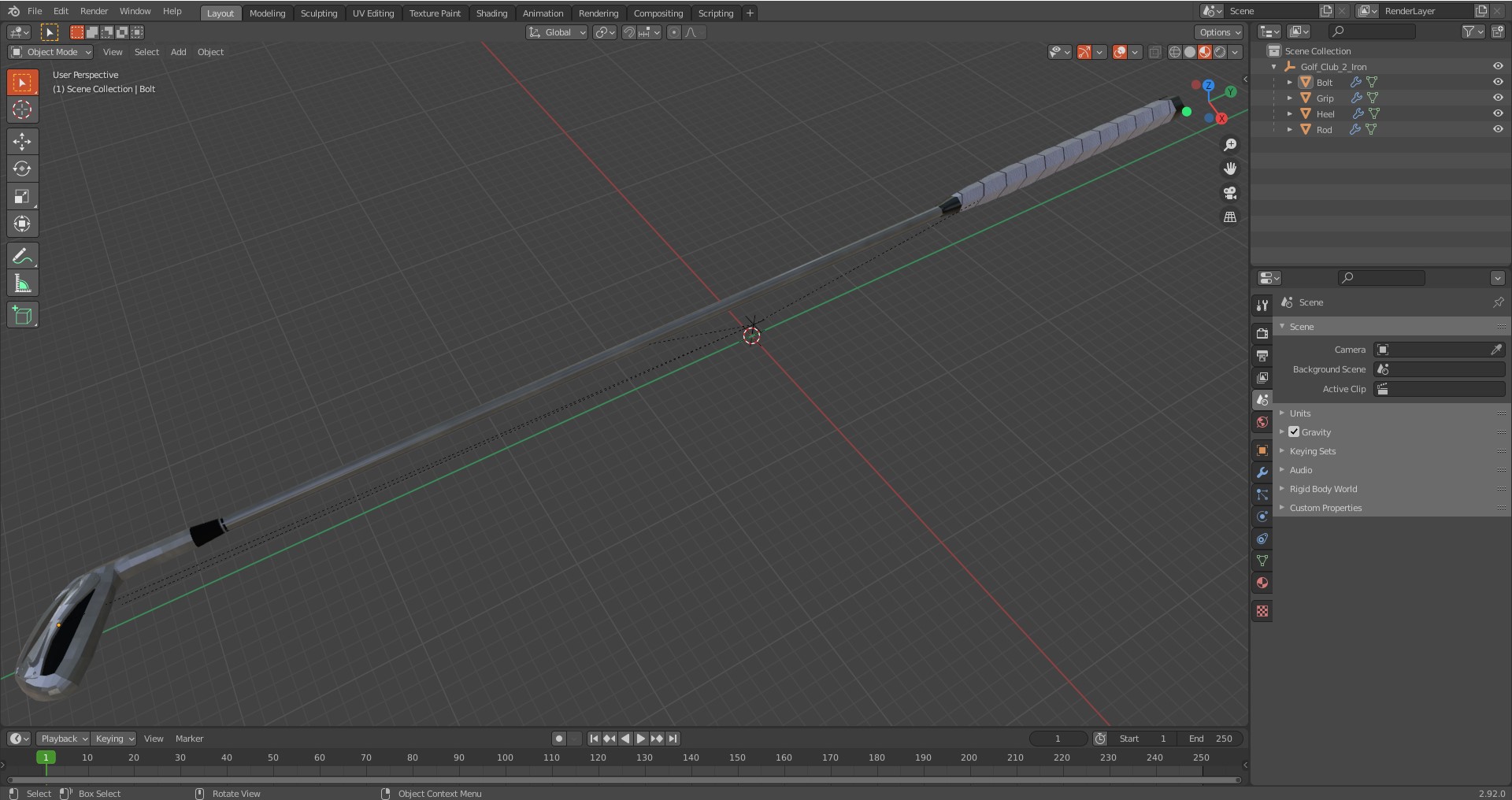 3D Golf Club 2 Iron
