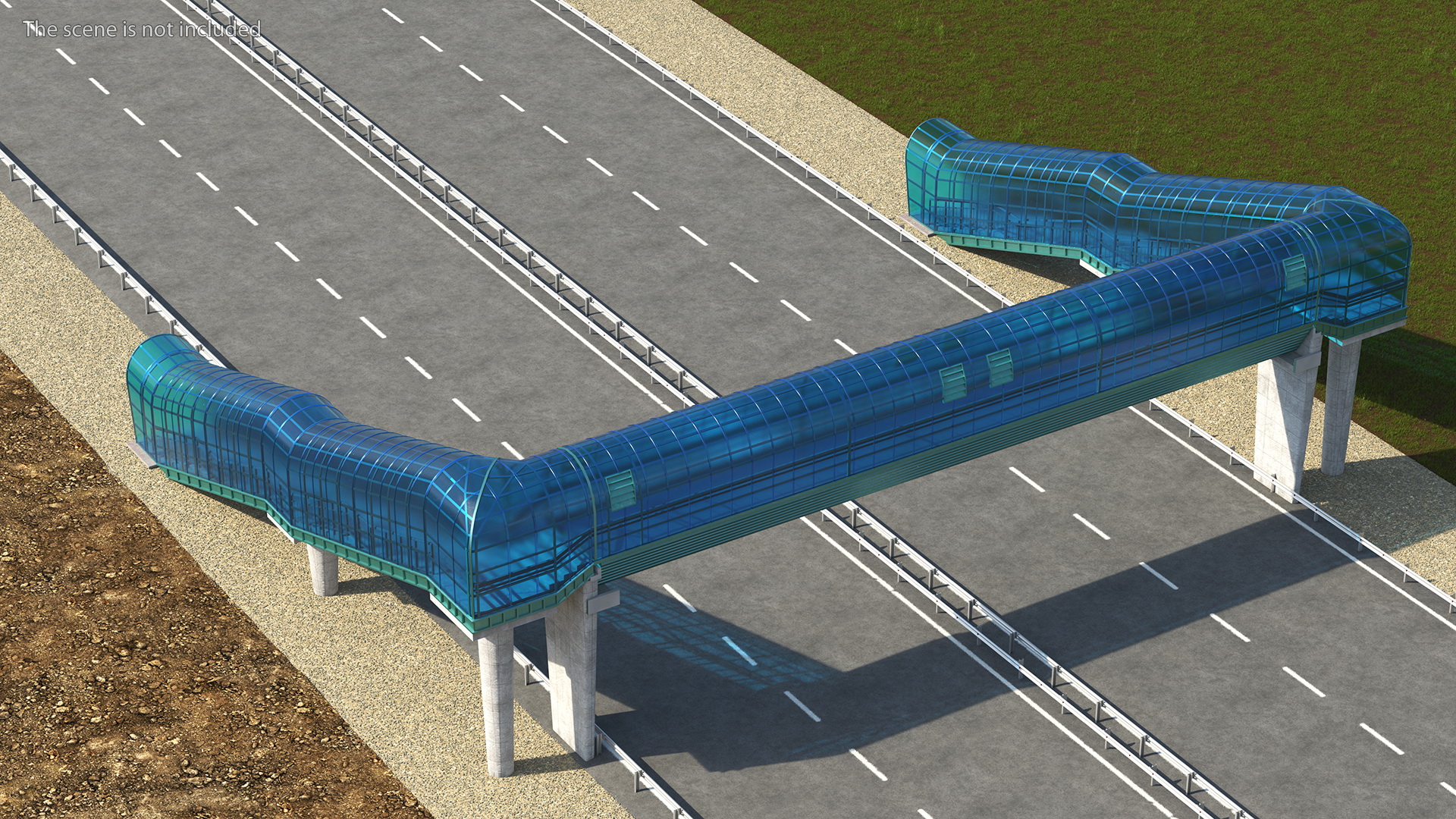 Above Ground Pedestrian Crossing 4-lane Road 3D model