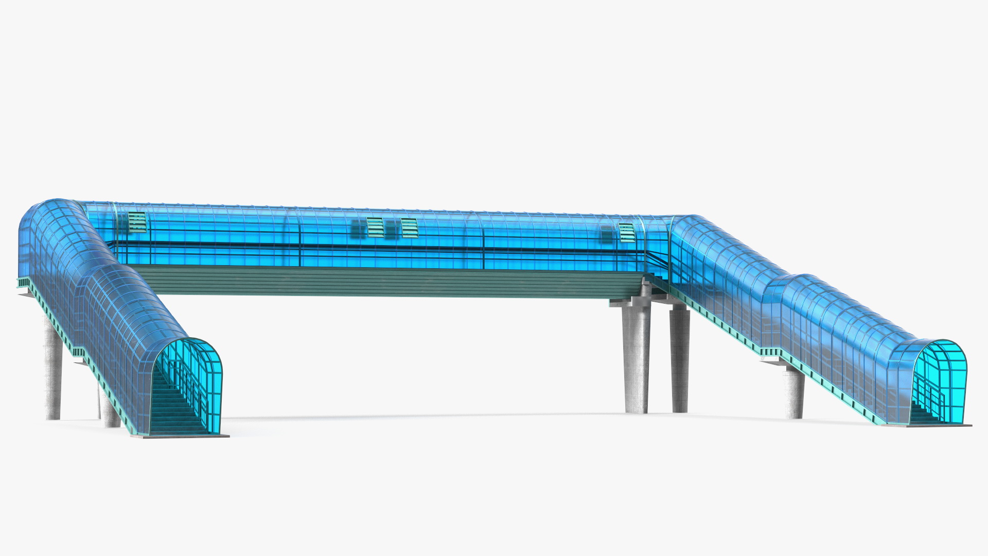 Above Ground Pedestrian Crossing 4-lane Road 3D model