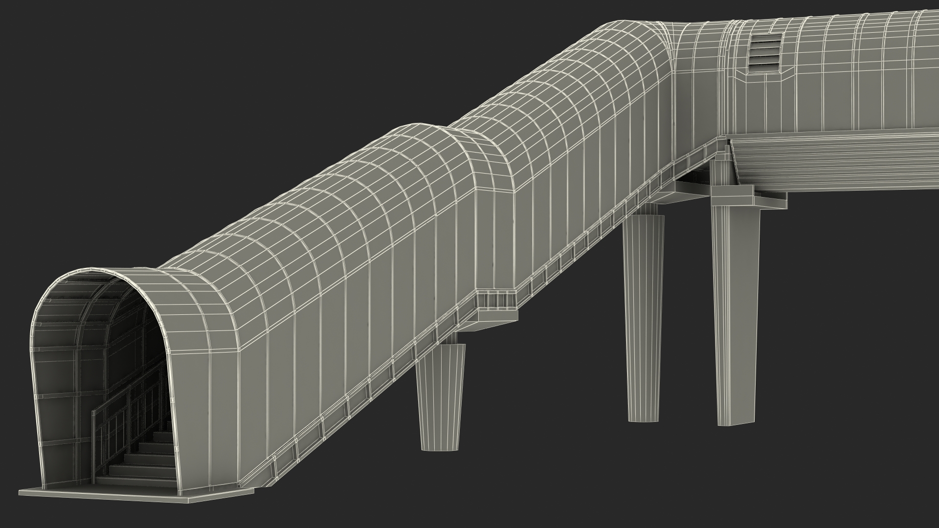 Above Ground Pedestrian Crossing 4-lane Road 3D model