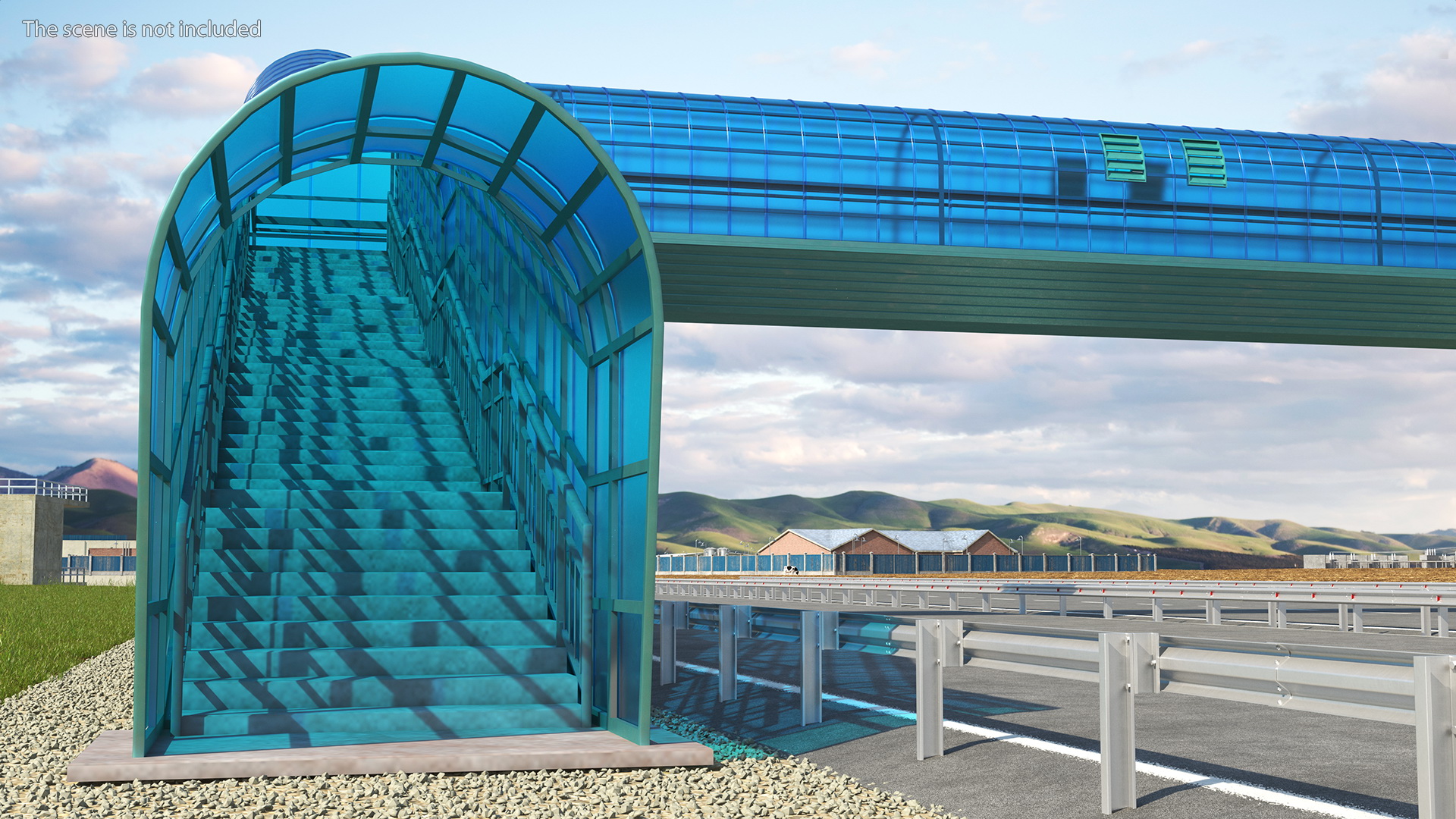 Above Ground Pedestrian Crossing 4-lane Road 3D model