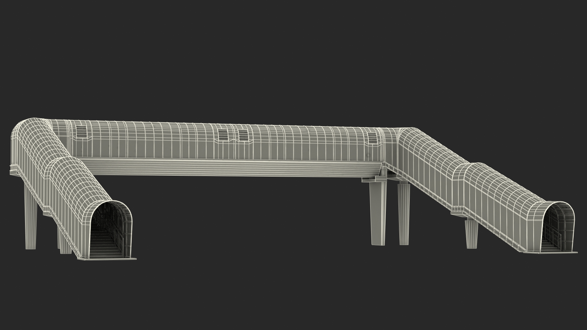 Above Ground Pedestrian Crossing 4-lane Road 3D model