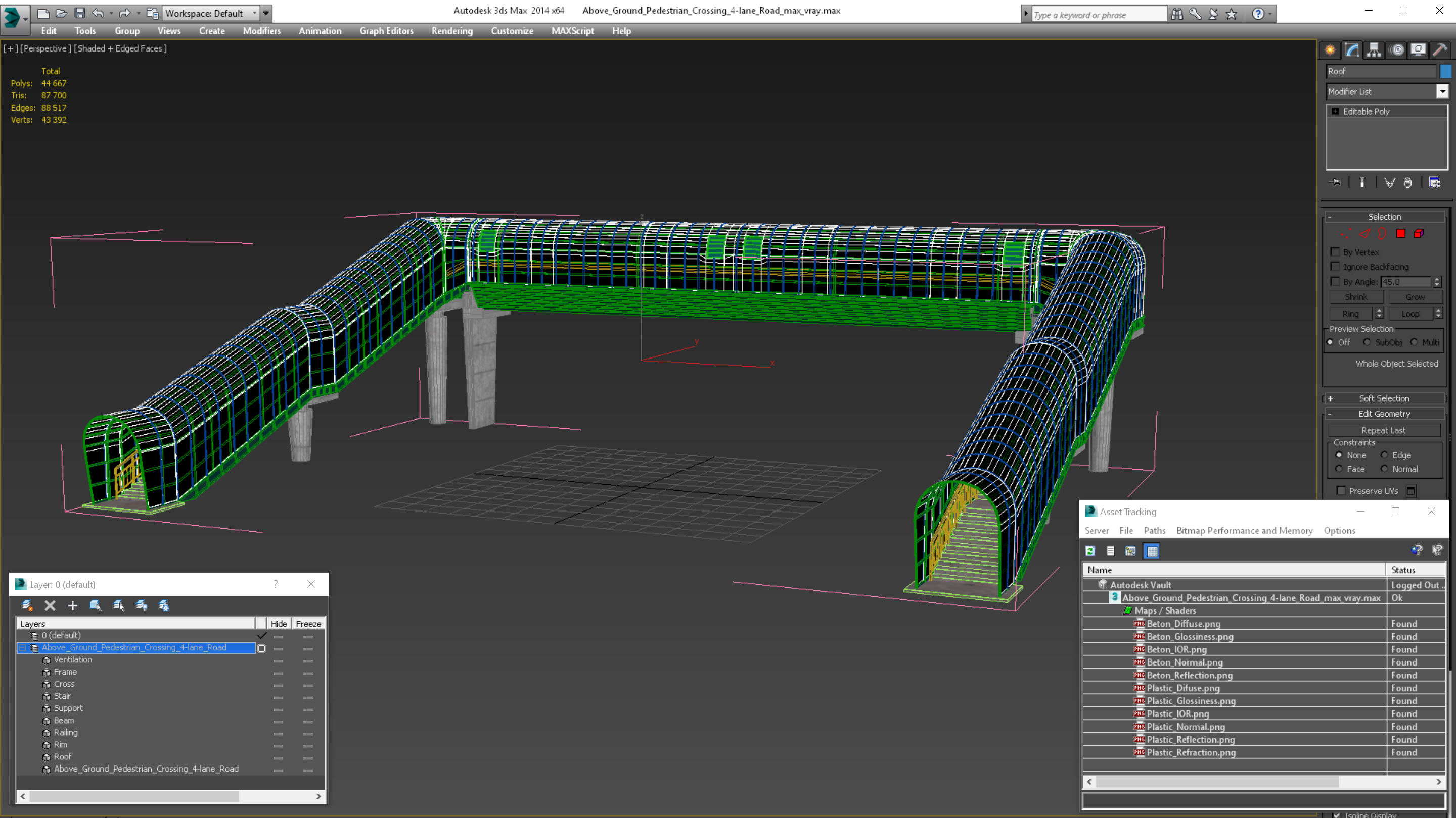 Above Ground Pedestrian Crossing 4-lane Road 3D model