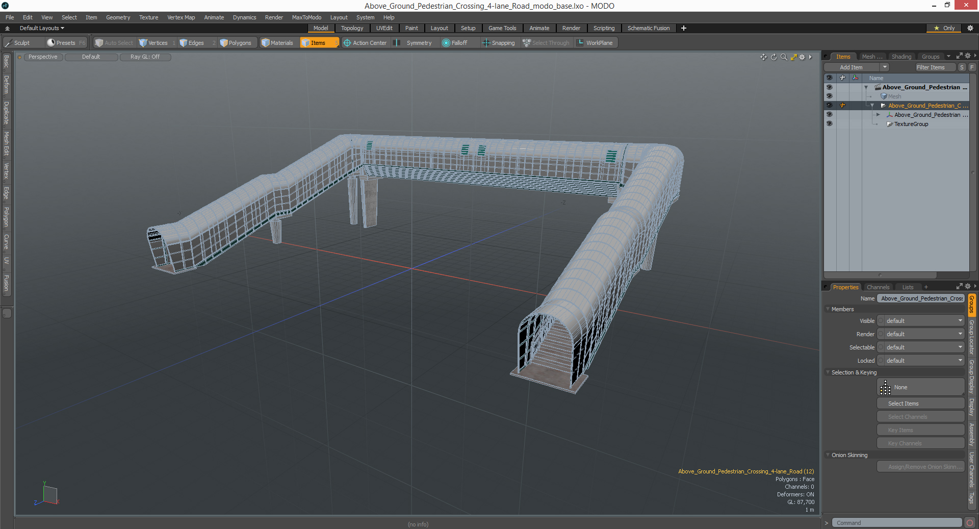 Above Ground Pedestrian Crossing 4-lane Road 3D model