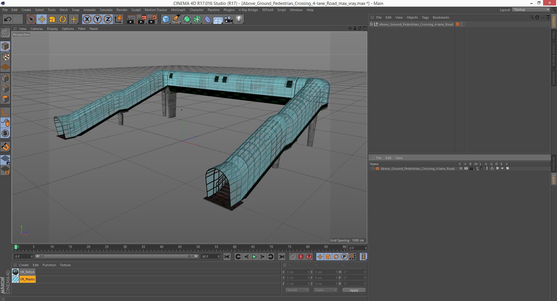 Above Ground Pedestrian Crossing 4-lane Road 3D model