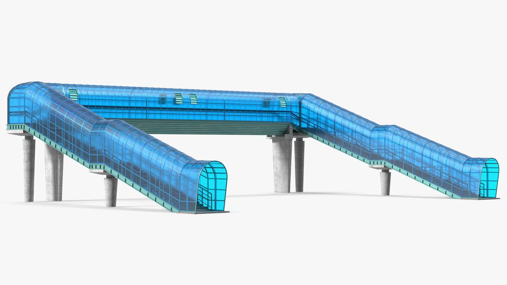 Above Ground Pedestrian Crossing 4-lane Road 3D model
