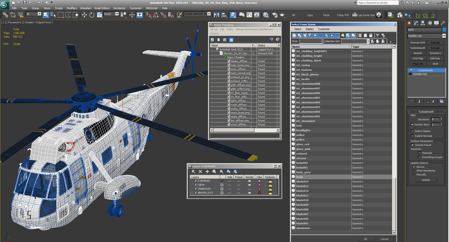 Sikorsky SH 3H Sea King USA Navy 3D