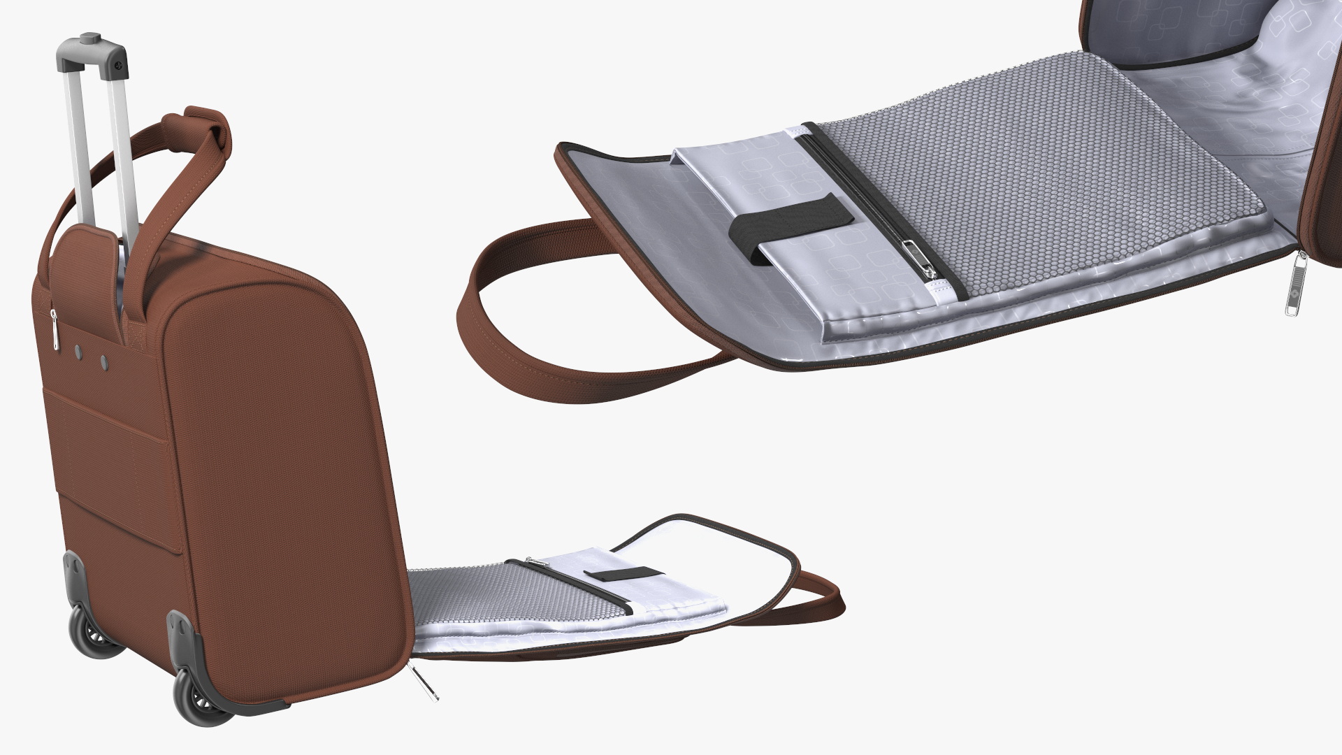 3D Brown Open Softshell Luggage model