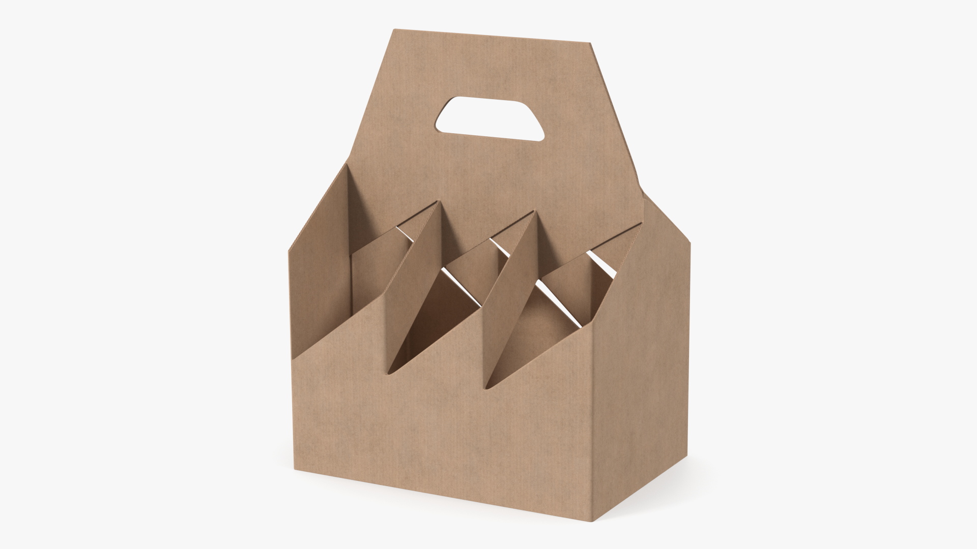 3D Cardboard 6 Pack Bottle Carrier Brown Empty model