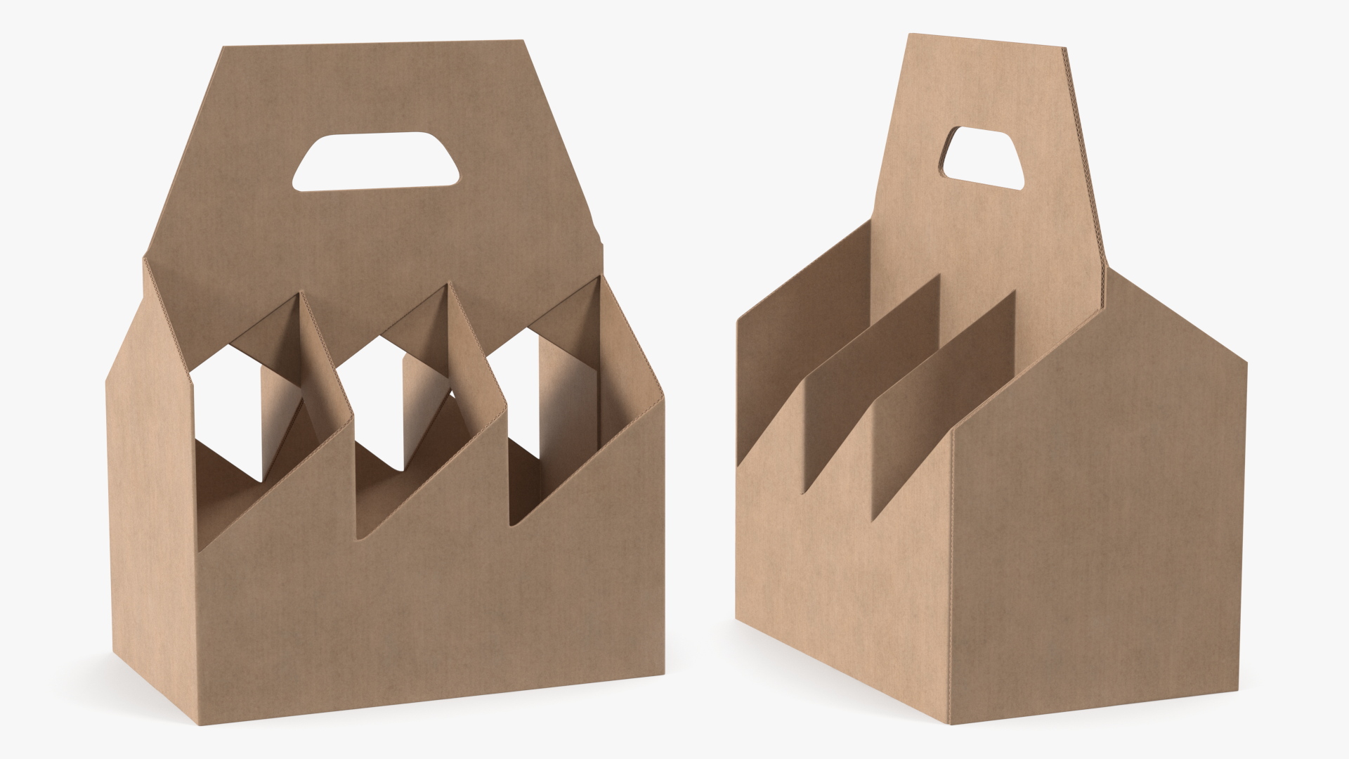3D Cardboard 6 Pack Bottle Carrier Brown Empty model
