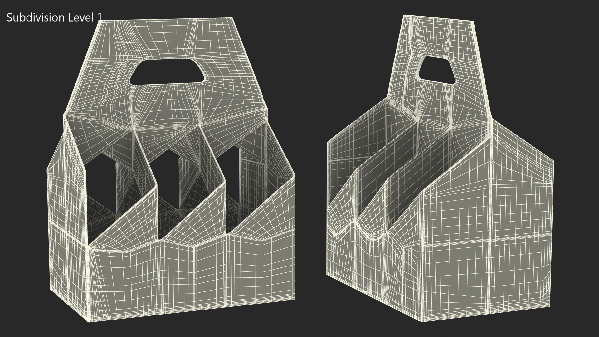 3D Cardboard 6 Pack Bottle Carrier Brown Empty model