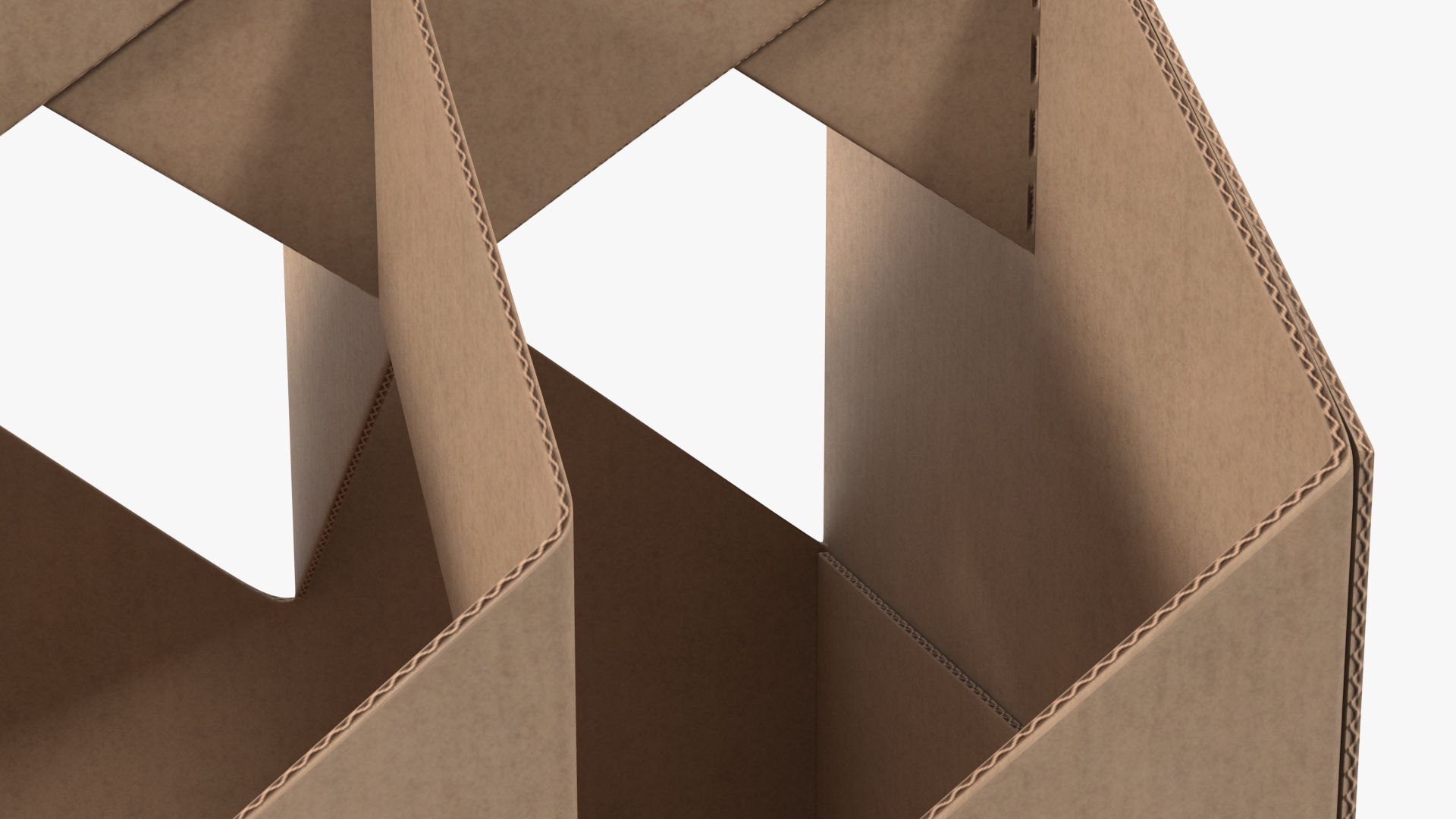 3D Cardboard 6 Pack Bottle Carrier Brown Empty model