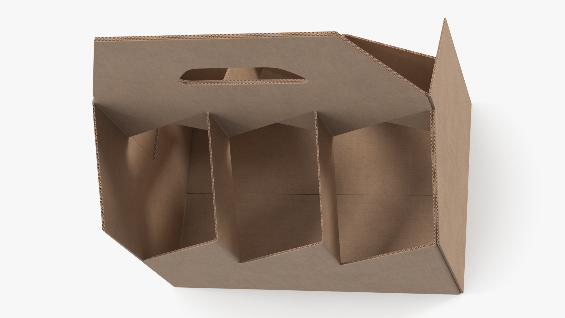 3D Cardboard 6 Pack Bottle Carrier Brown Empty model