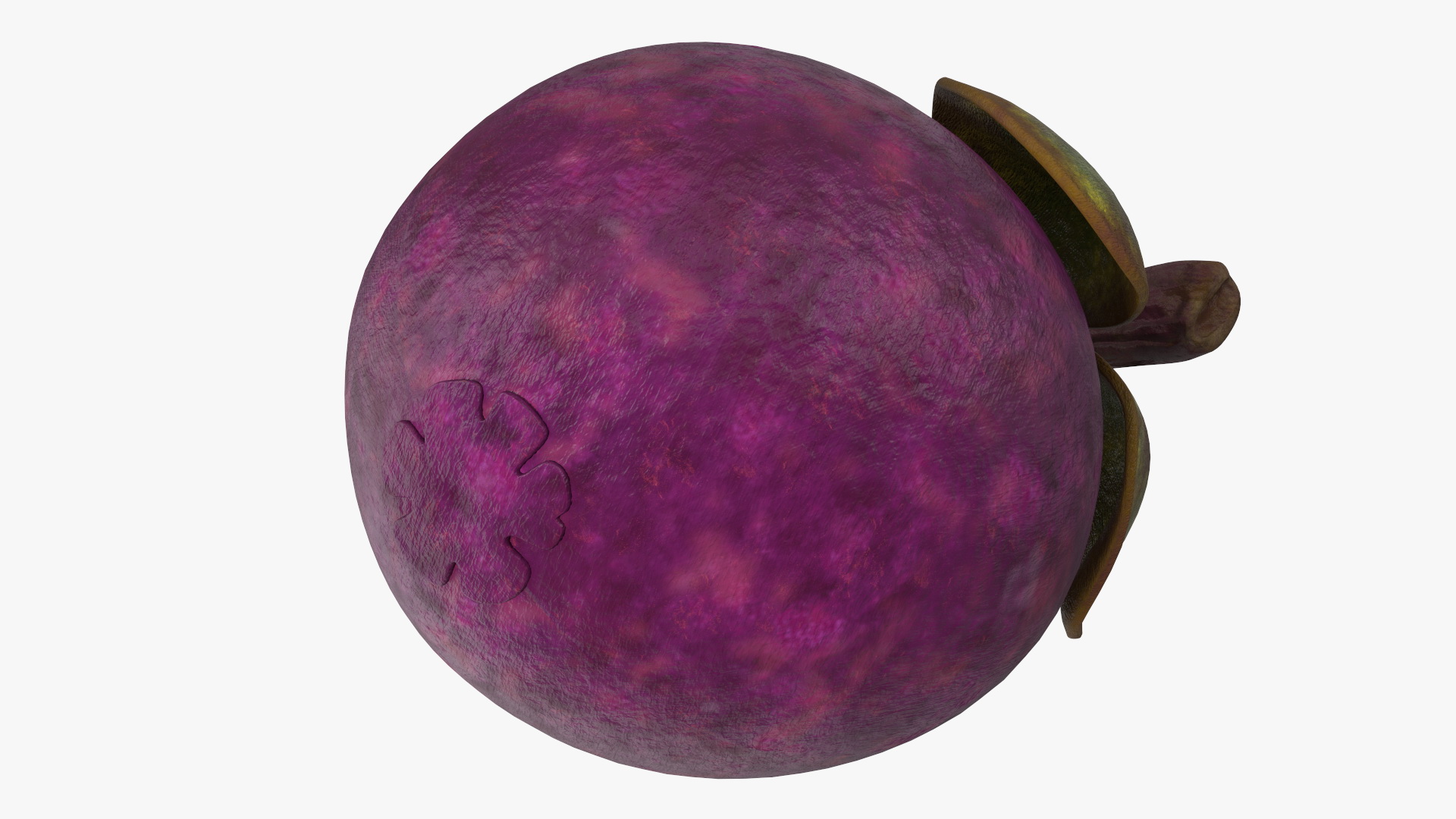 3D Purple Mangosteen Whole and Half Cut