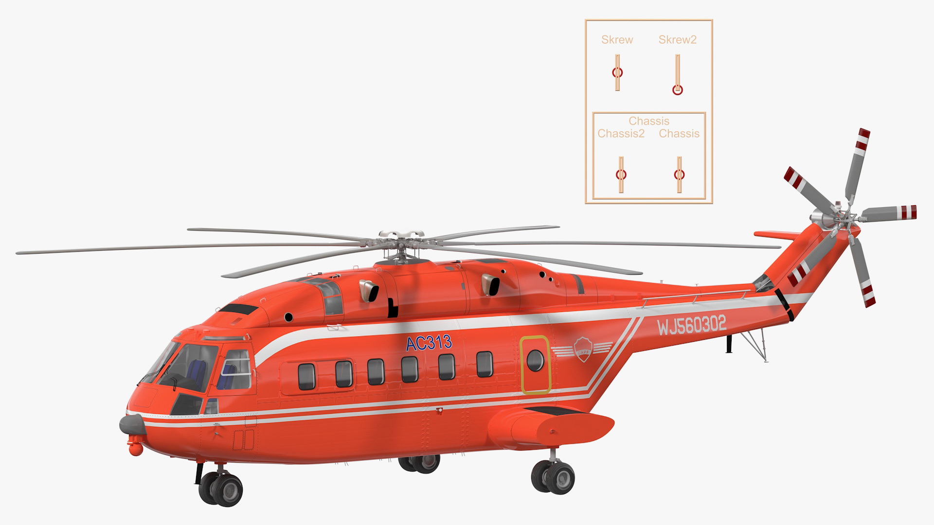 Avicopter AC313 Fire Attack Helicopter Rigged for Maya 3D model