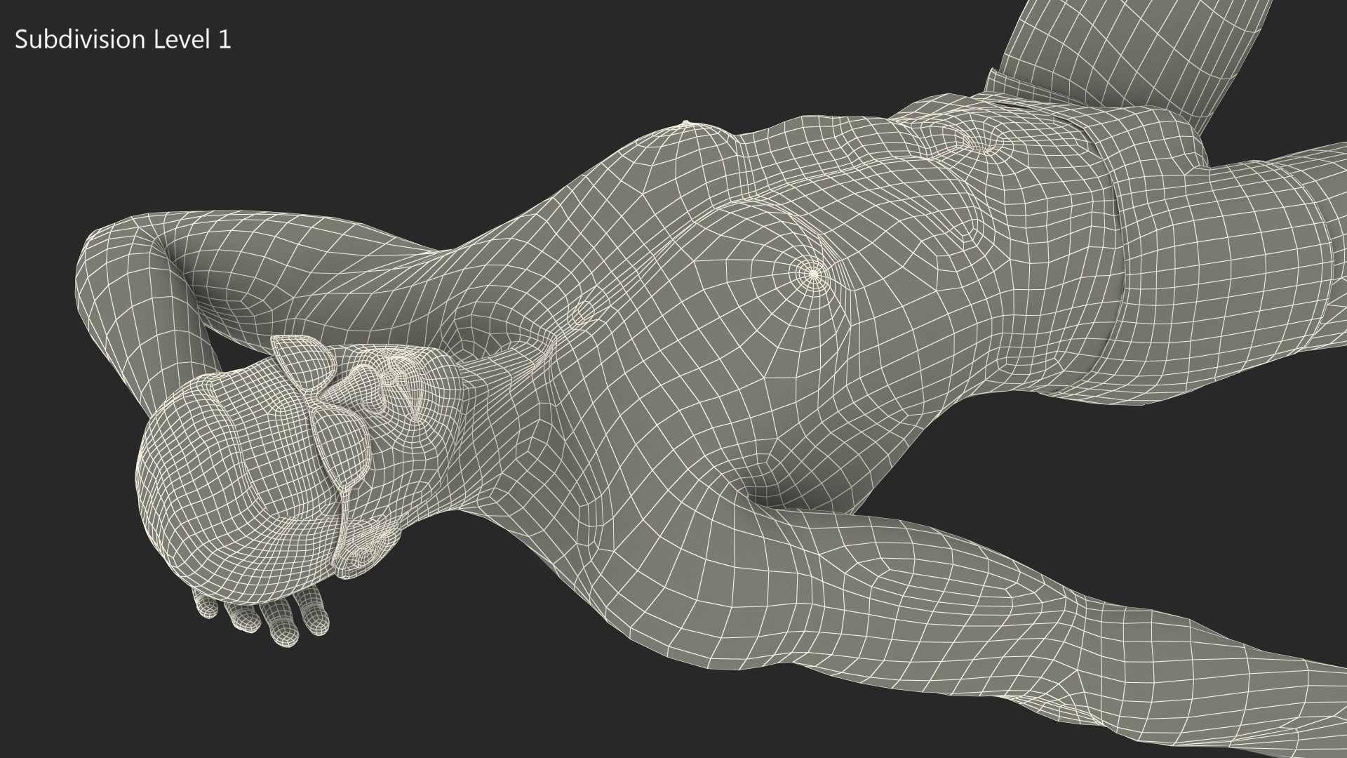 3D Man in Swimwear Sunbathing