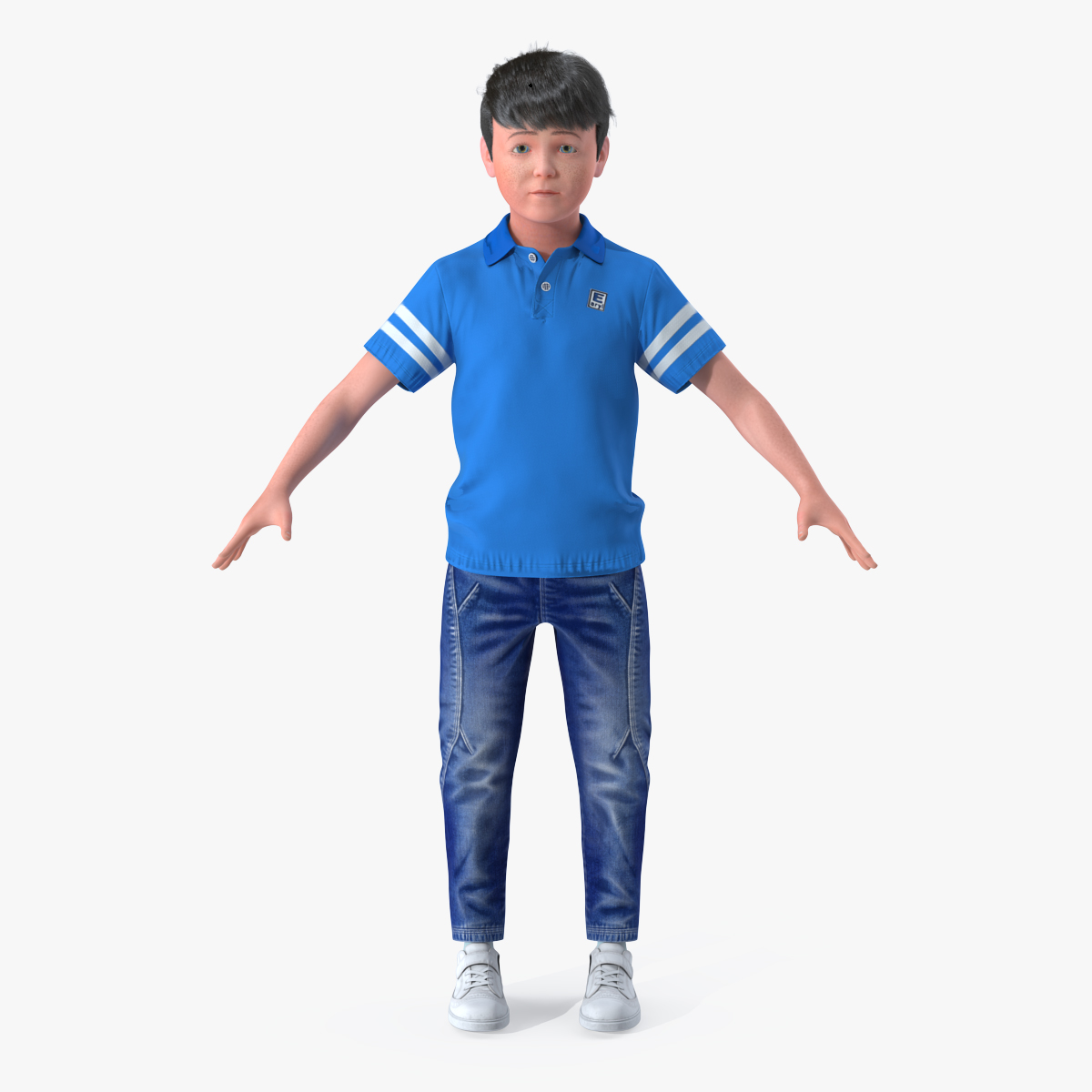 Boy 7-10 Years Old with Fur 3D Model