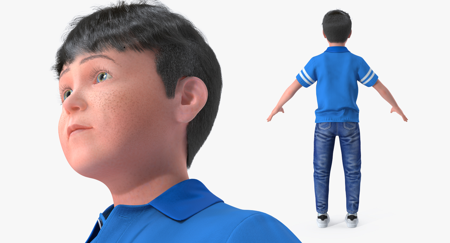 Boy 7-10 Years Old with Fur 3D