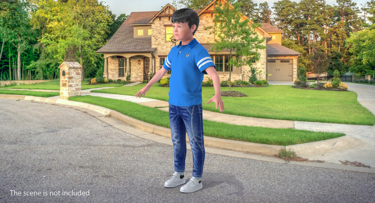 Boy 7-10 Years Old with Fur 3D