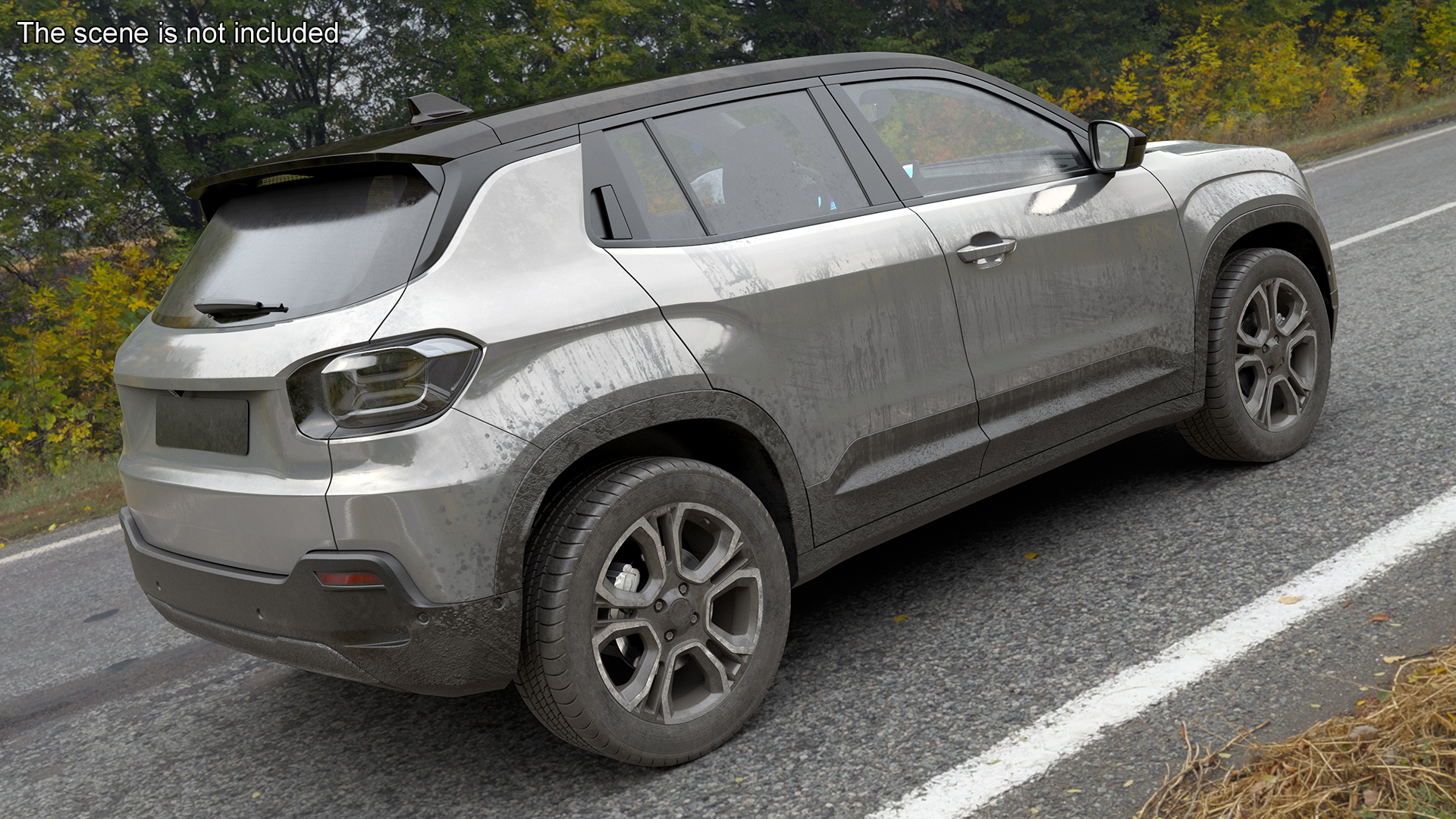 Crossover Grey Dirty Rigged 3D