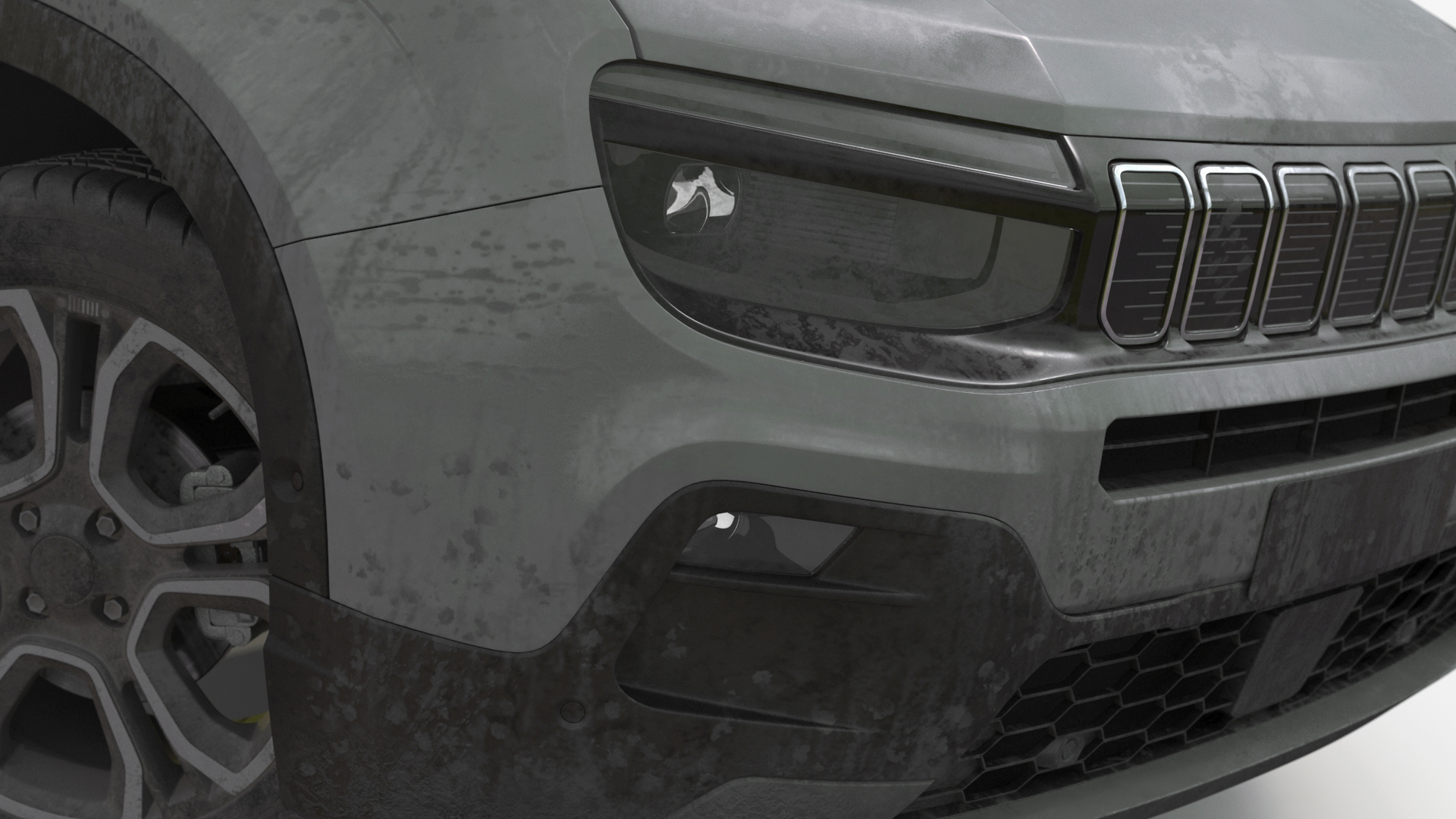 Crossover Grey Dirty Rigged 3D