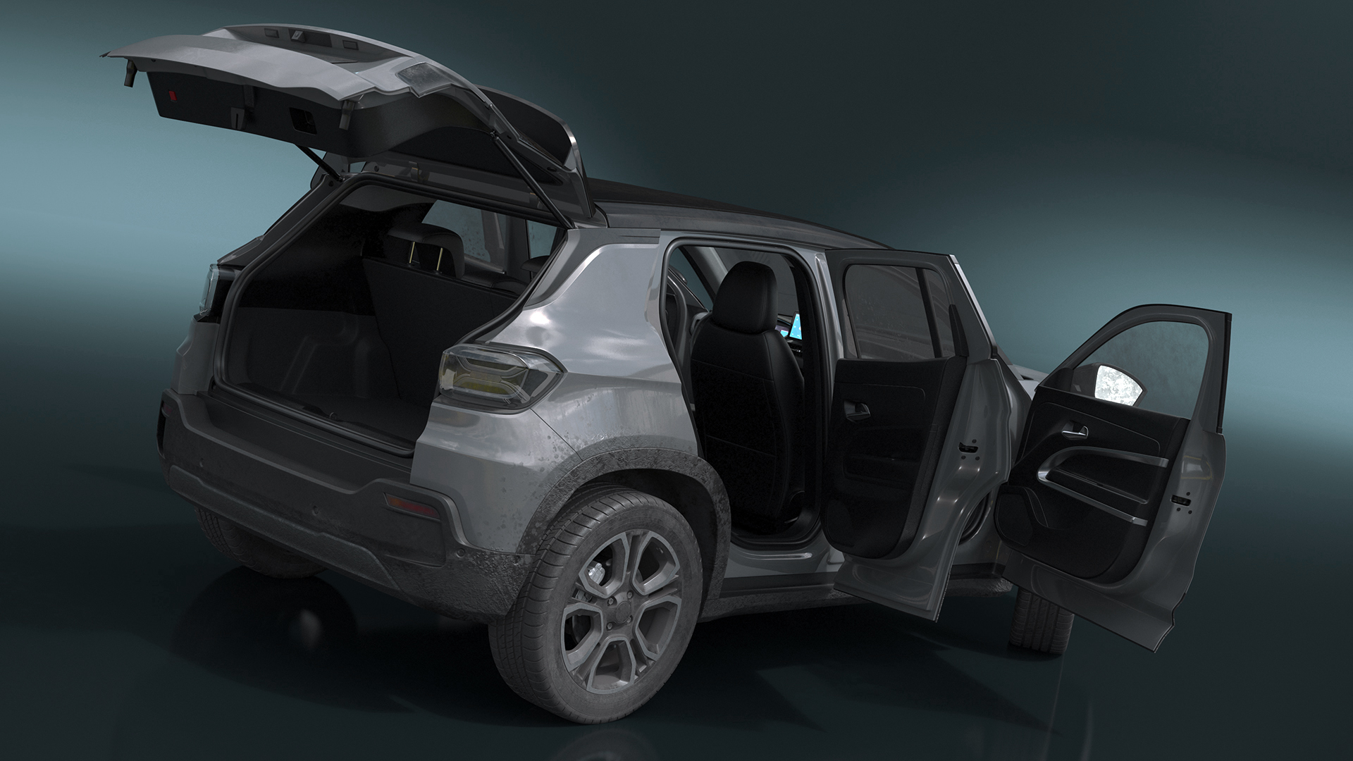 Crossover Grey Dirty Rigged 3D
