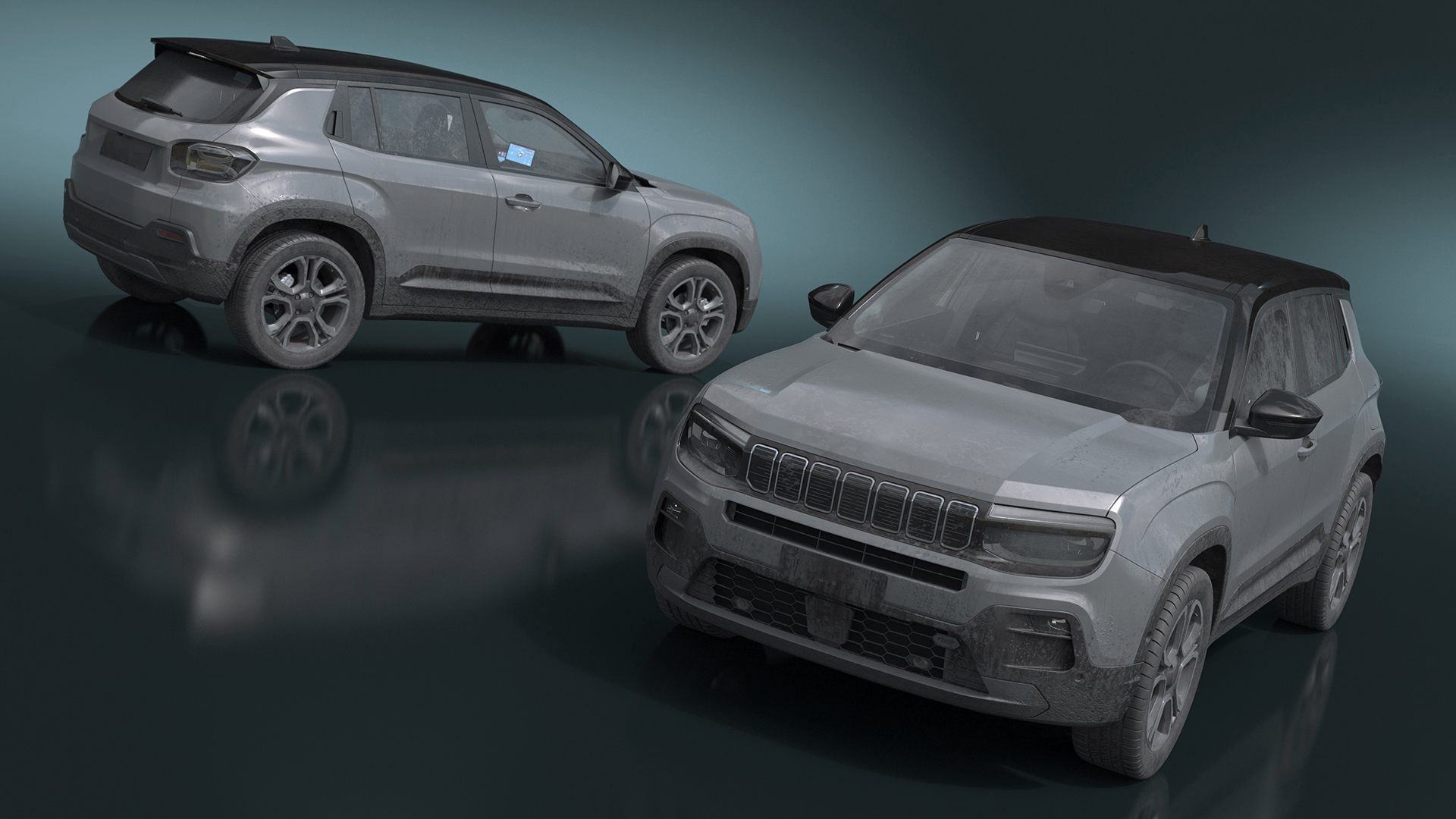 Crossover Grey Dirty Rigged 3D