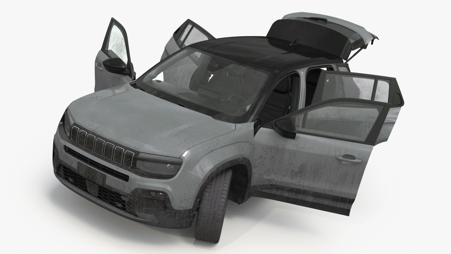 Crossover Grey Dirty Rigged 3D