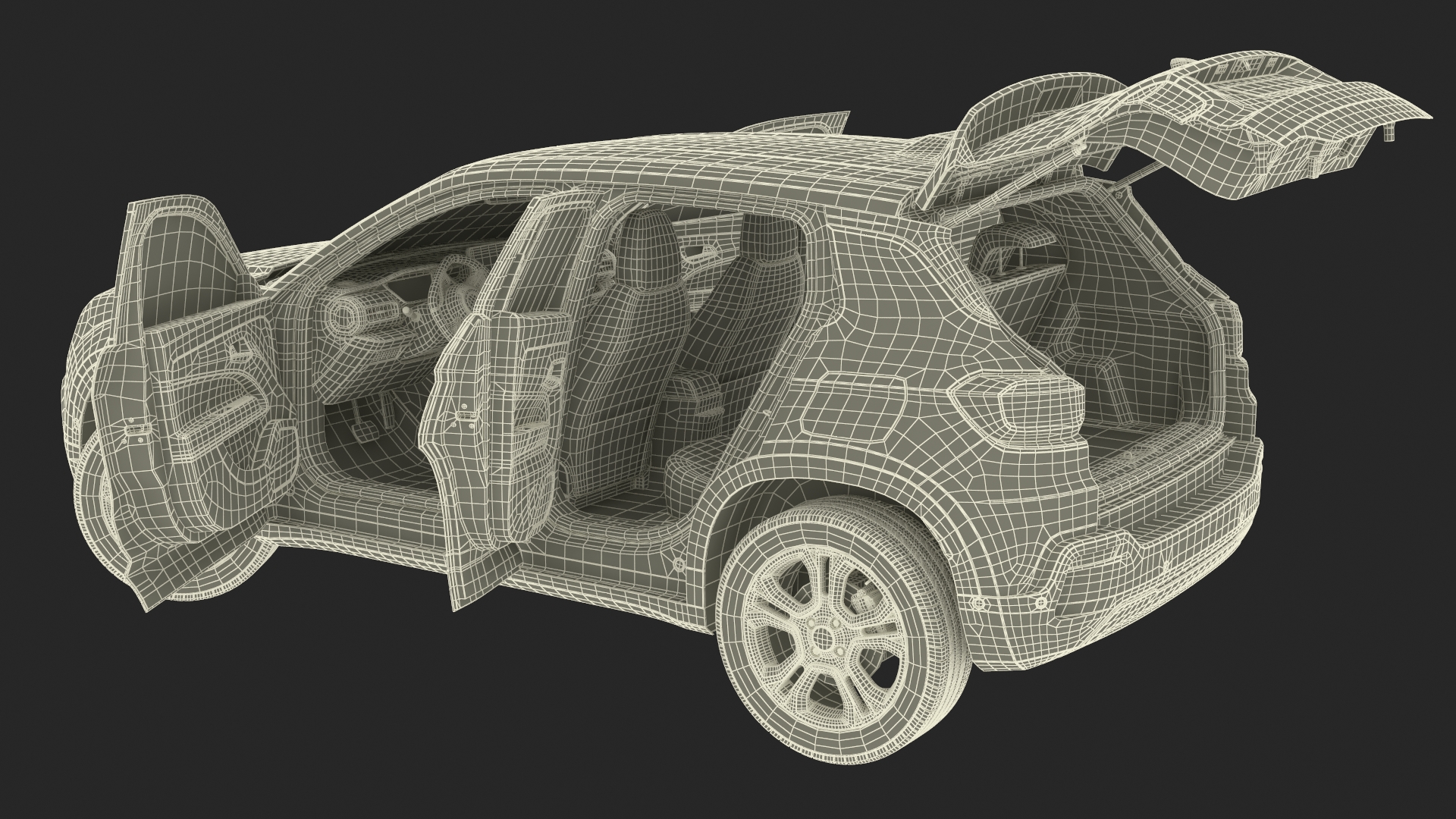Crossover Grey Dirty Rigged 3D