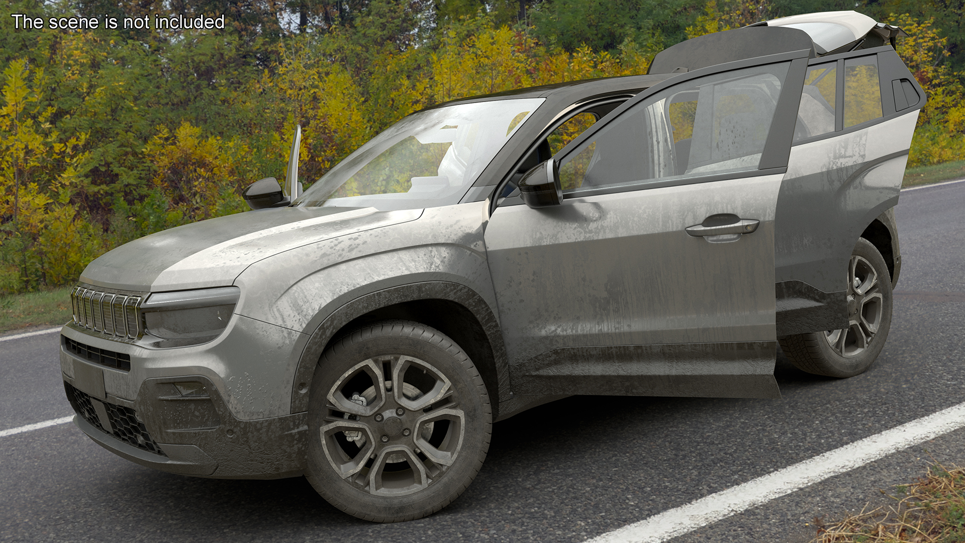 Crossover Grey Dirty Rigged 3D