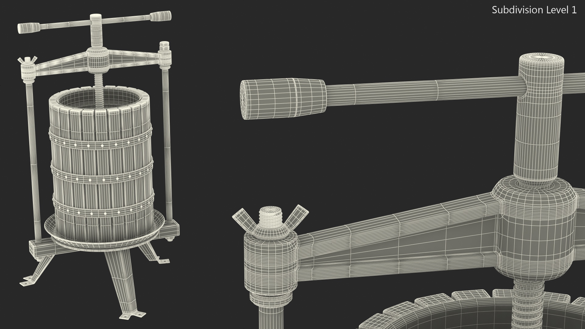 3D model Wooden Frame Fruit Wine Cider Press