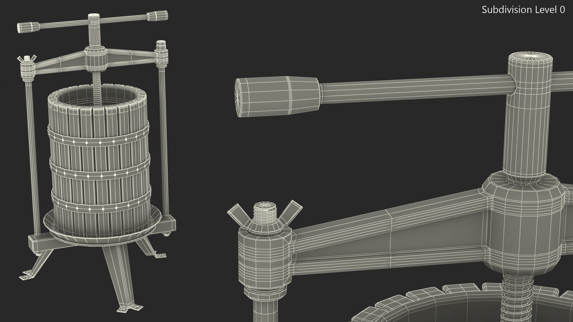 3D model Wooden Frame Fruit Wine Cider Press