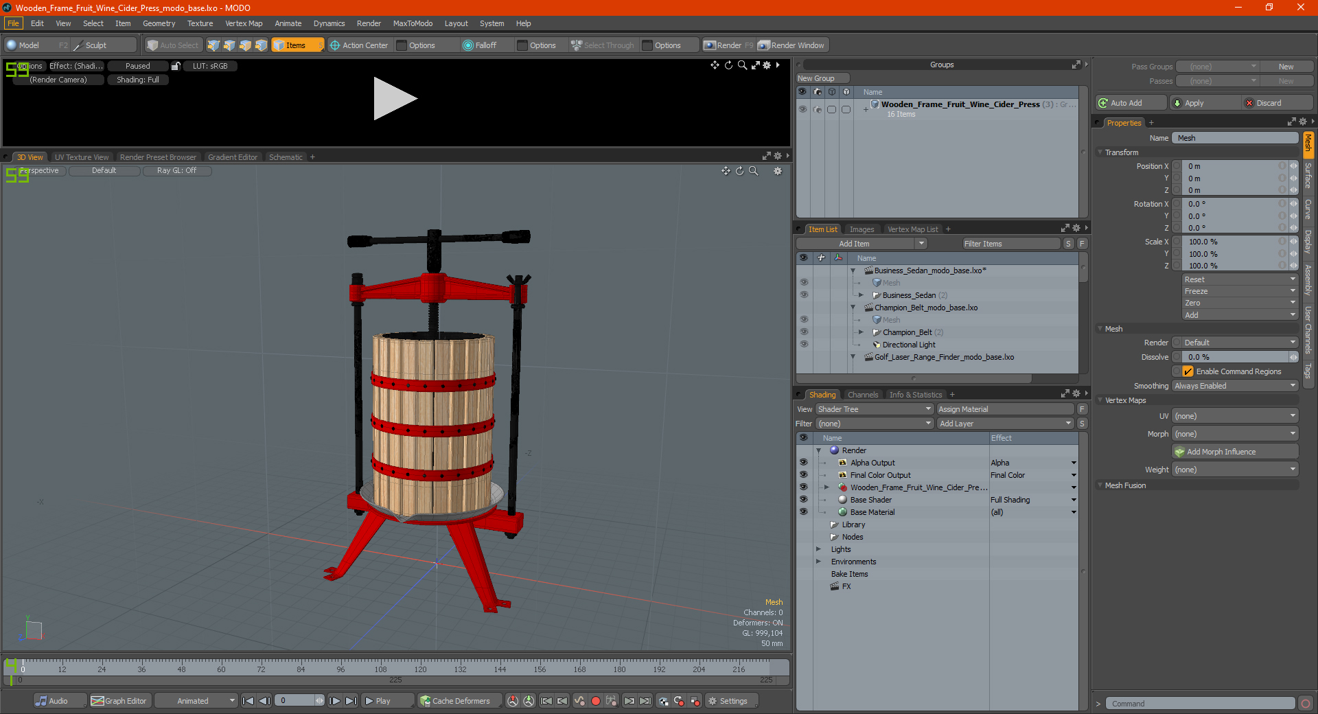 3D model Wooden Frame Fruit Wine Cider Press