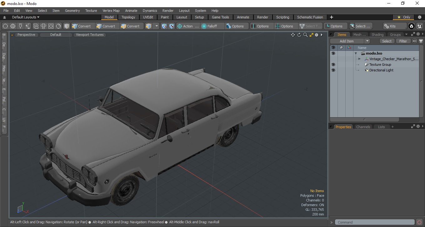 3D model Vintage Checker Marathon Simple Interior