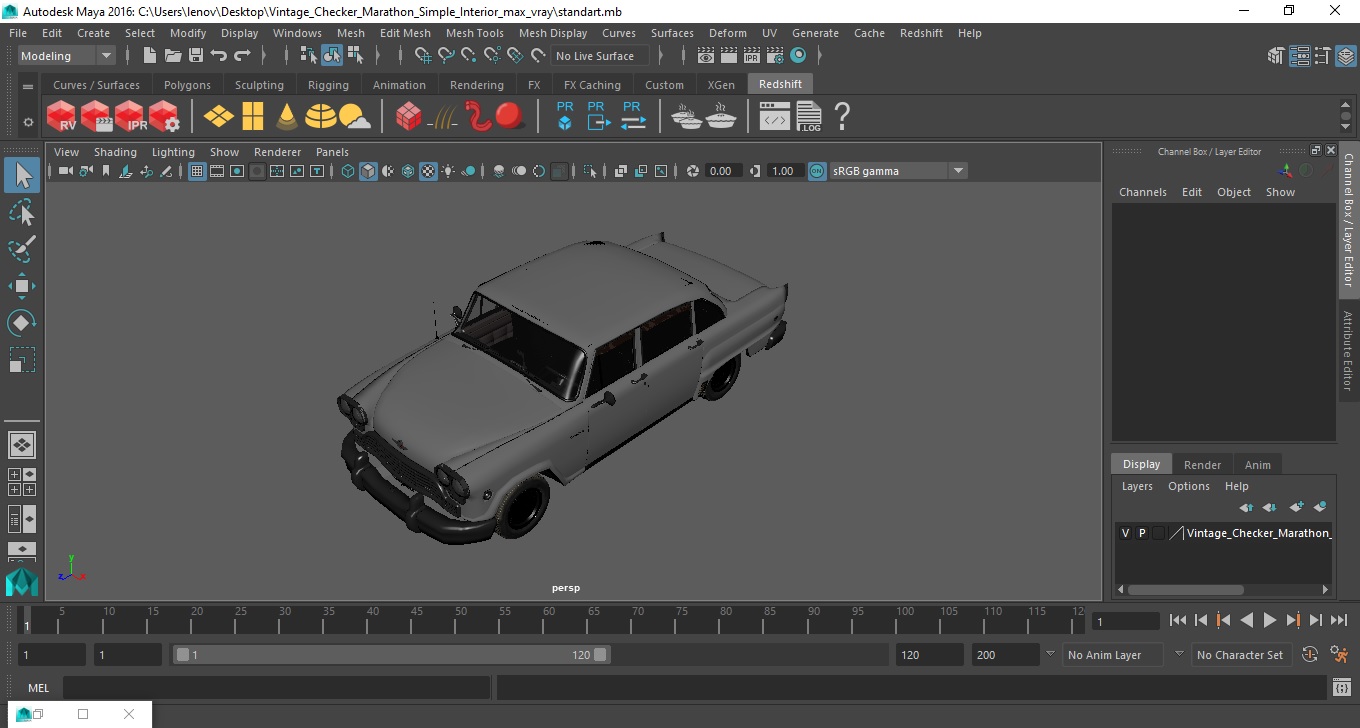 3D model Vintage Checker Marathon Simple Interior