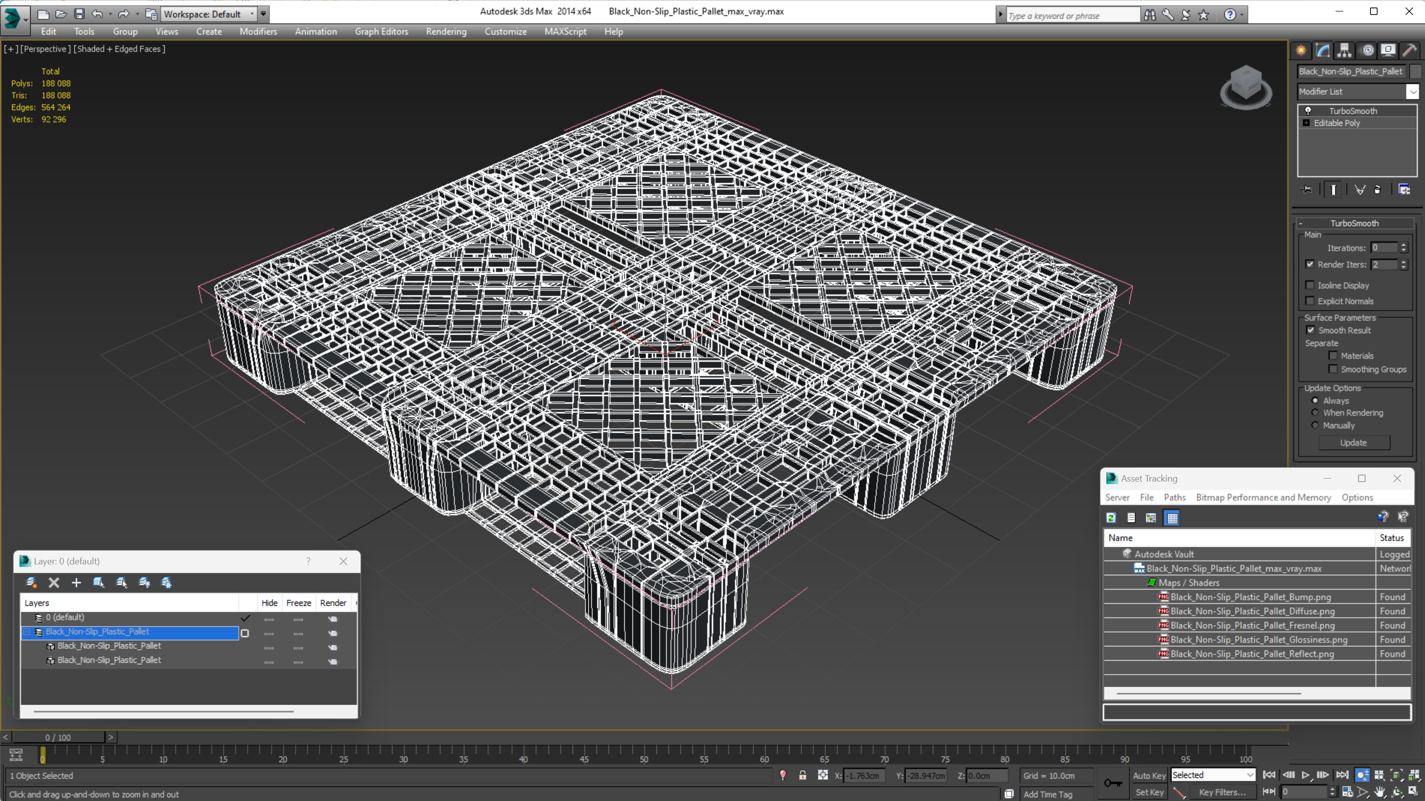Black Non-Slip Plastic Pallet 3D model
