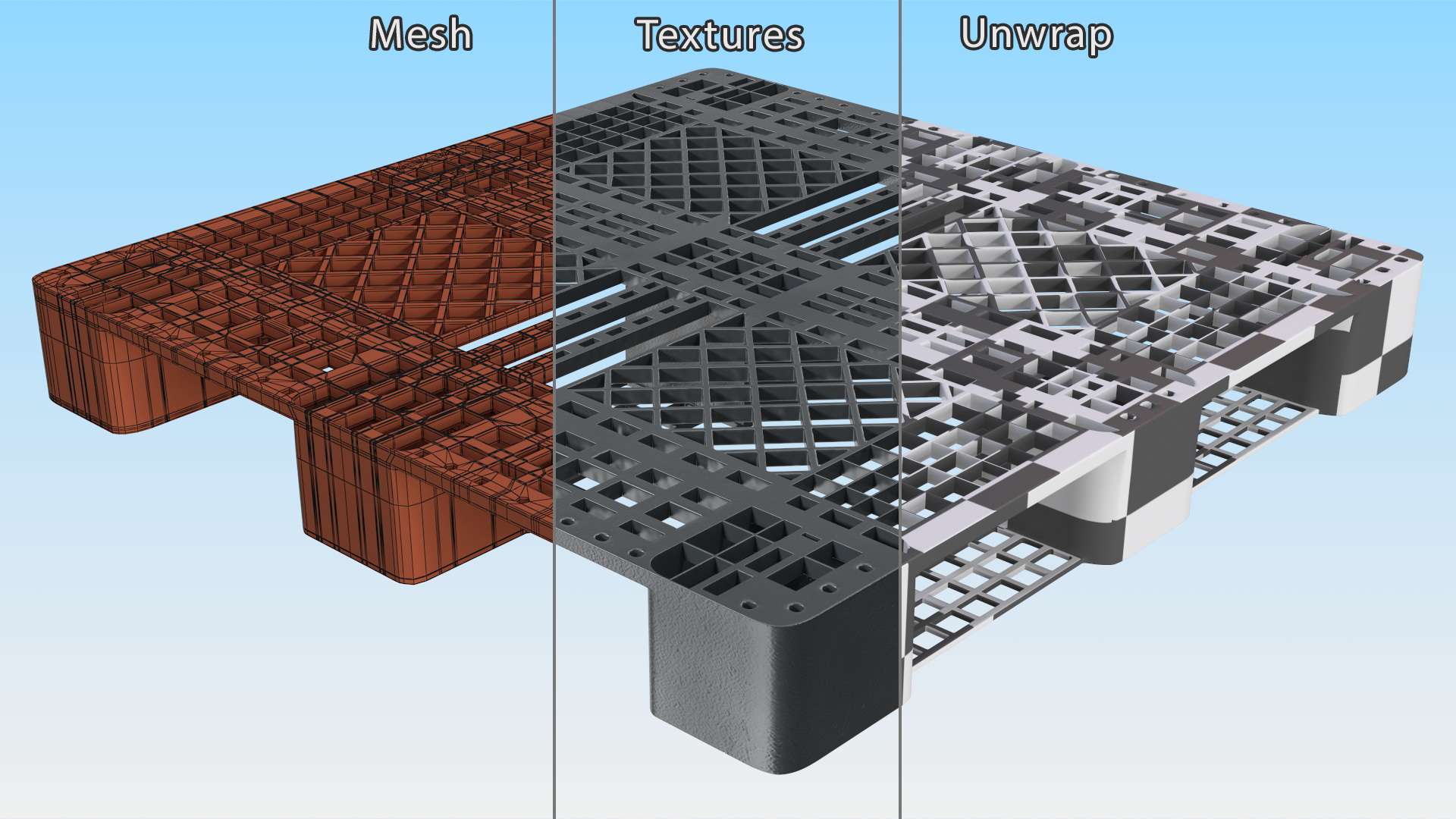 Black Non-Slip Plastic Pallet 3D model