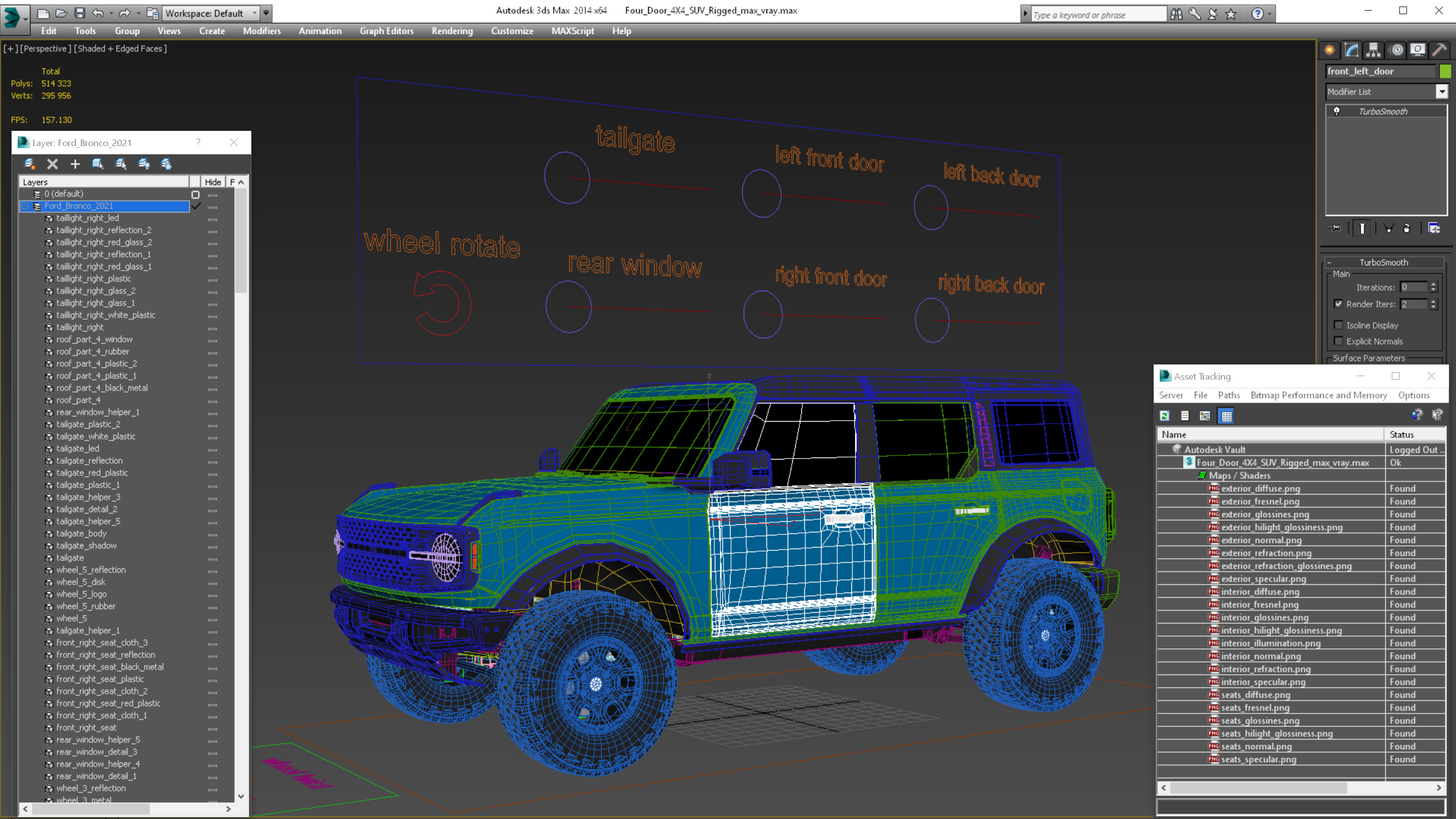 Four Door 4X4 SUV Rigged 3D model