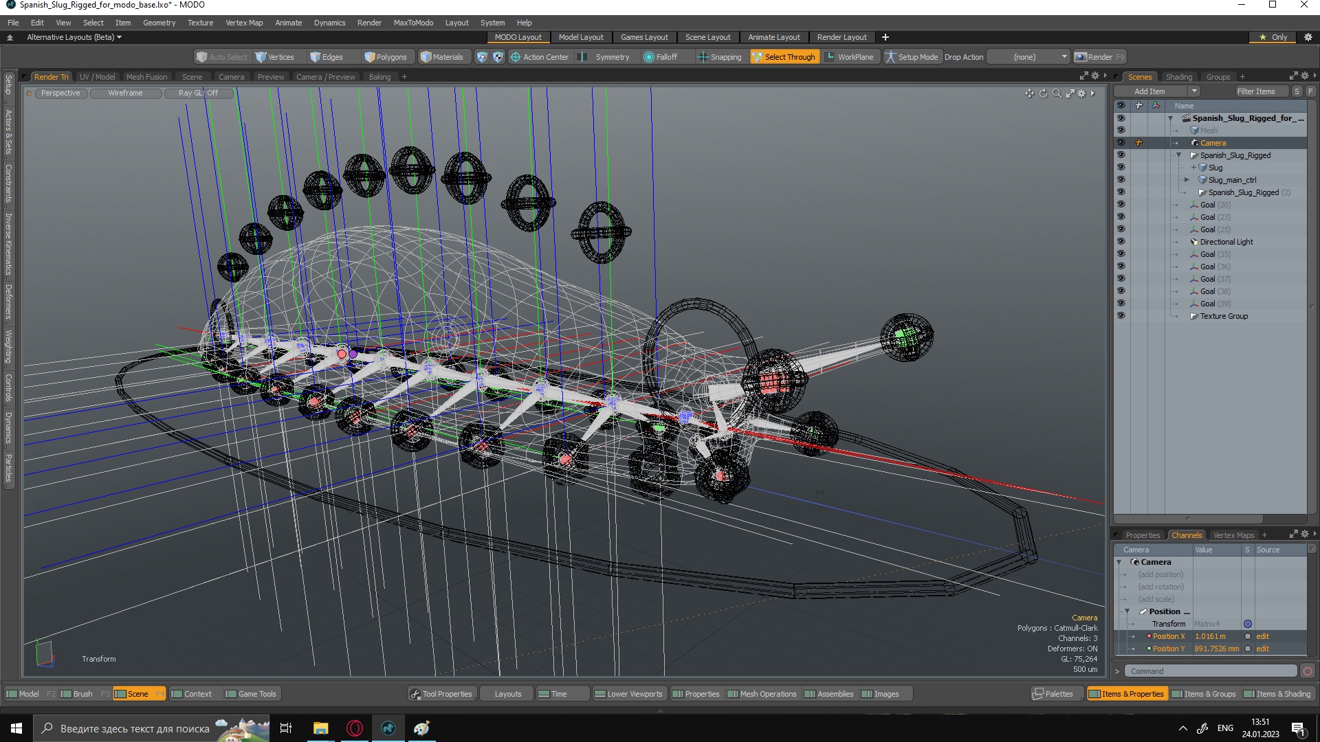3D Spanish Slug Rigged for Modo model